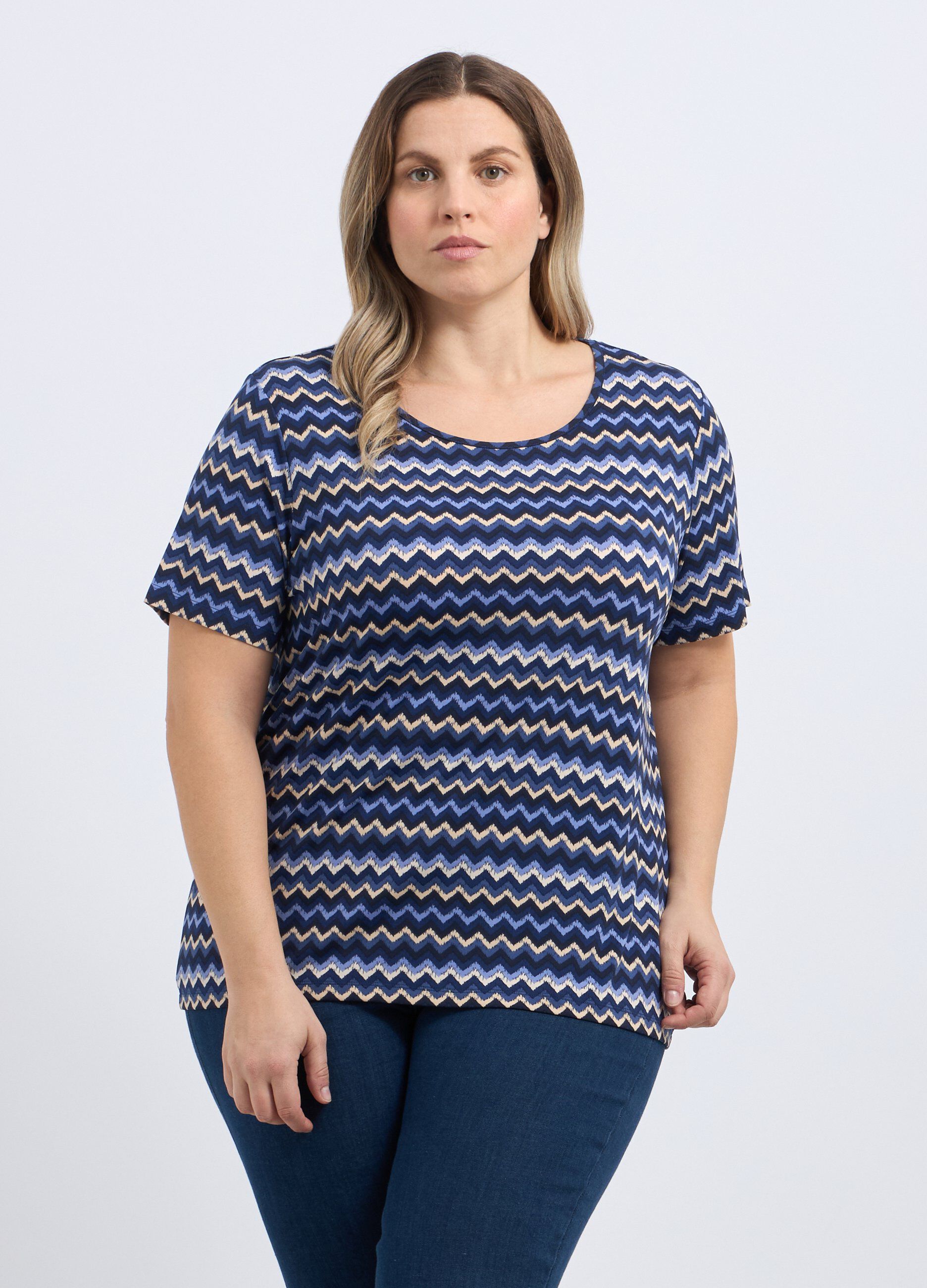 T-shirt stretch con stampa donna_0