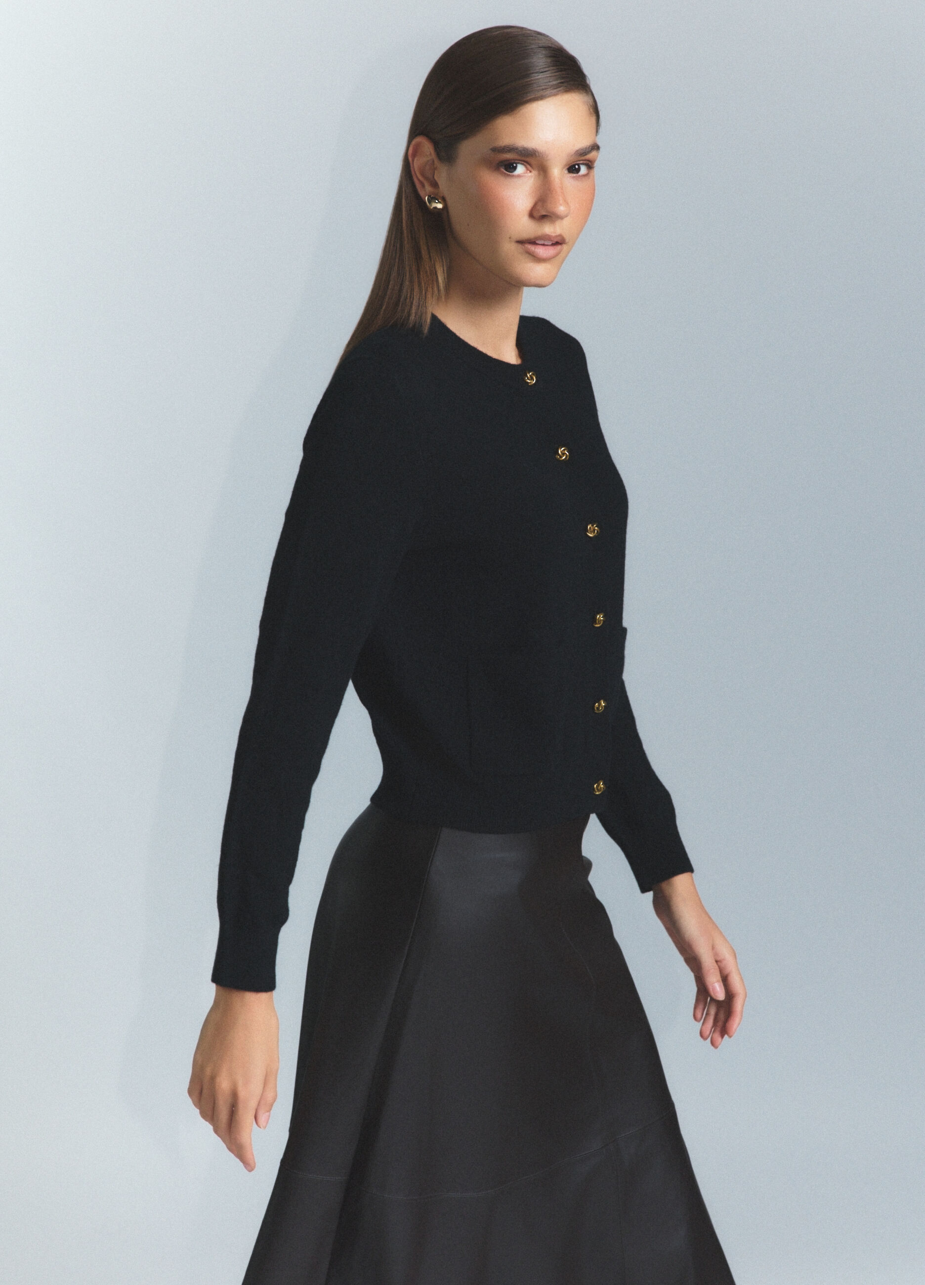 Cardigan girocollo rasato donna_2