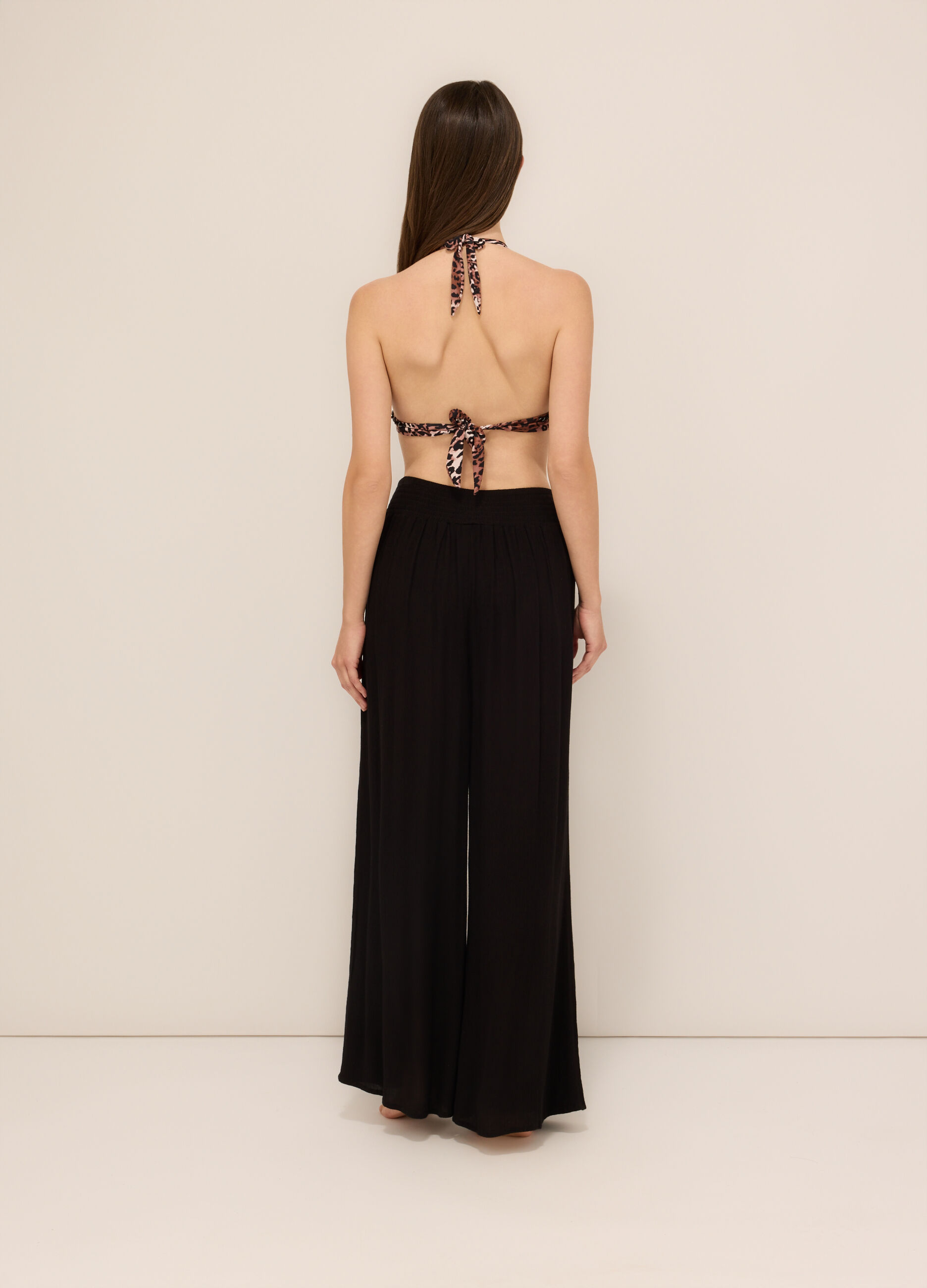 Pantaloni da spiaggia in pura viscosa crepe donna_1