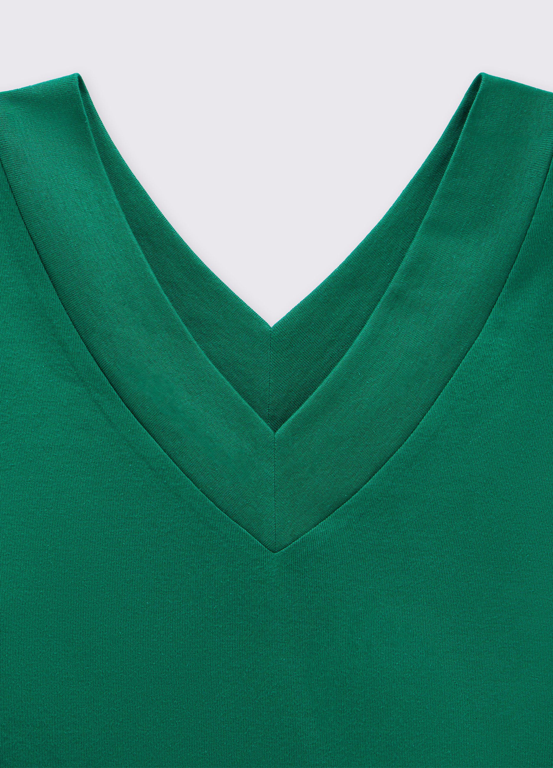 T-shirt in puro cotone con scollo a V donna_1