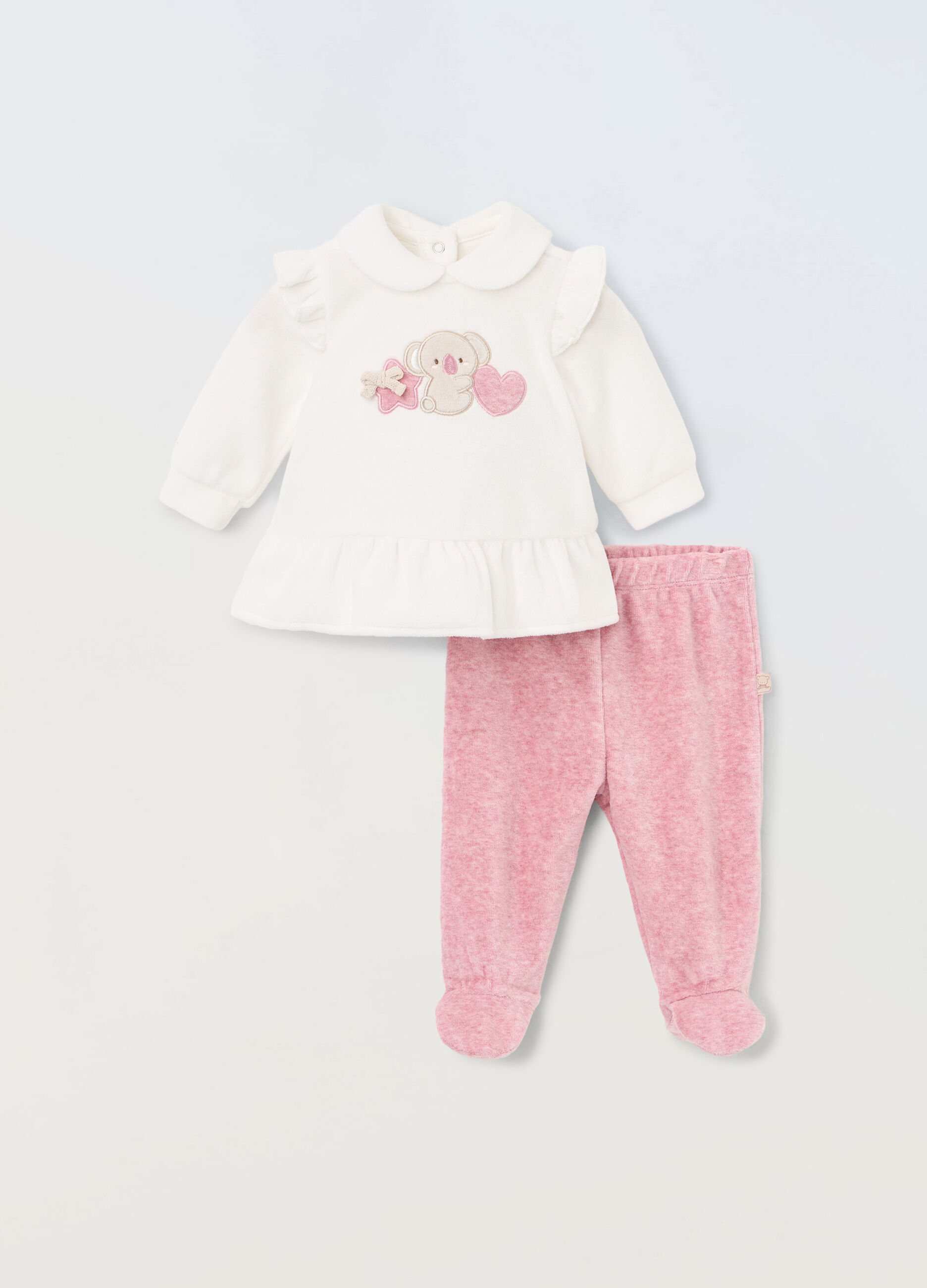 Completino in velours neonata_0