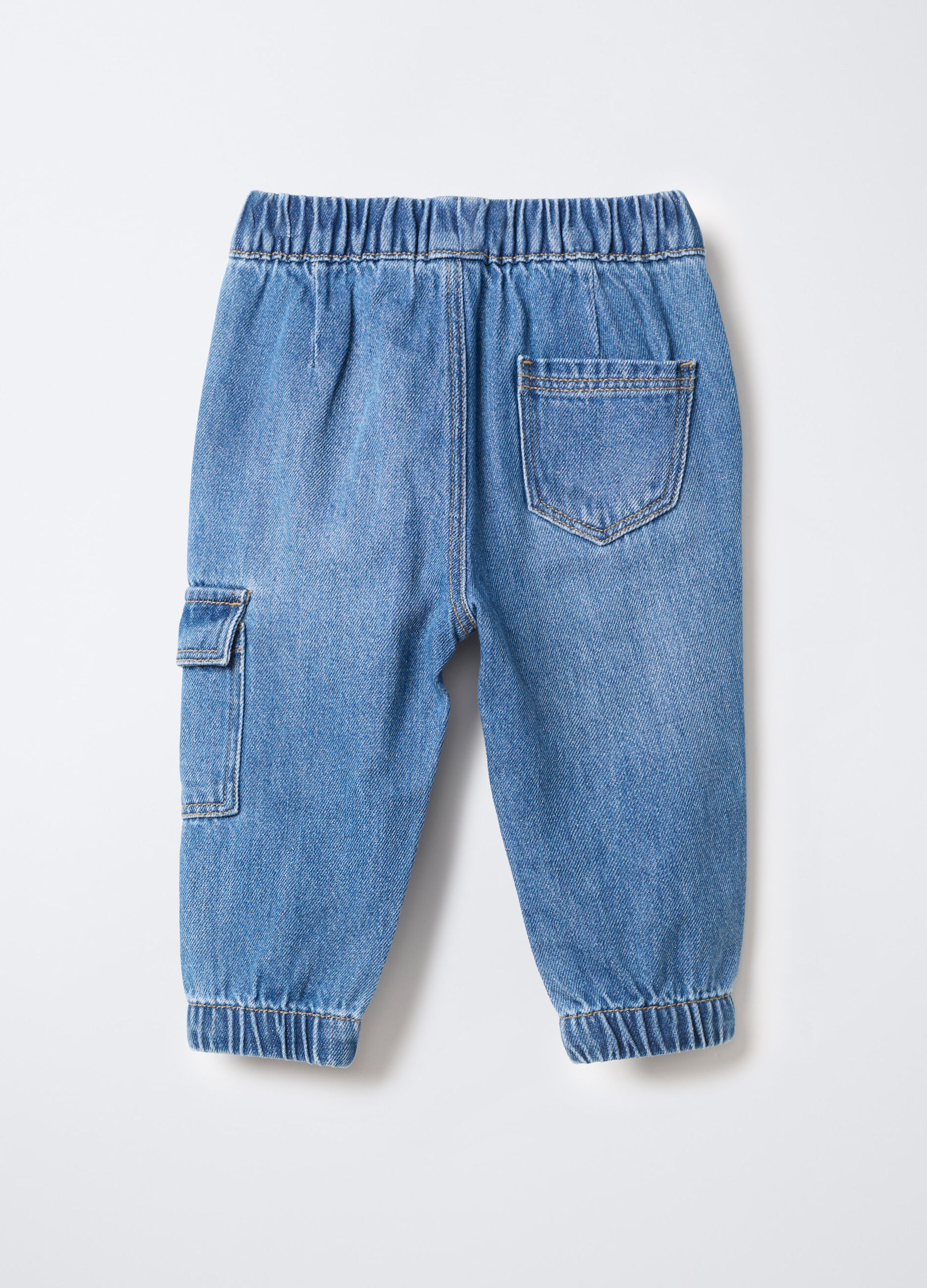 Jogger cargo in denim di cotone misto lyocell Fit Comfort bimbo_1