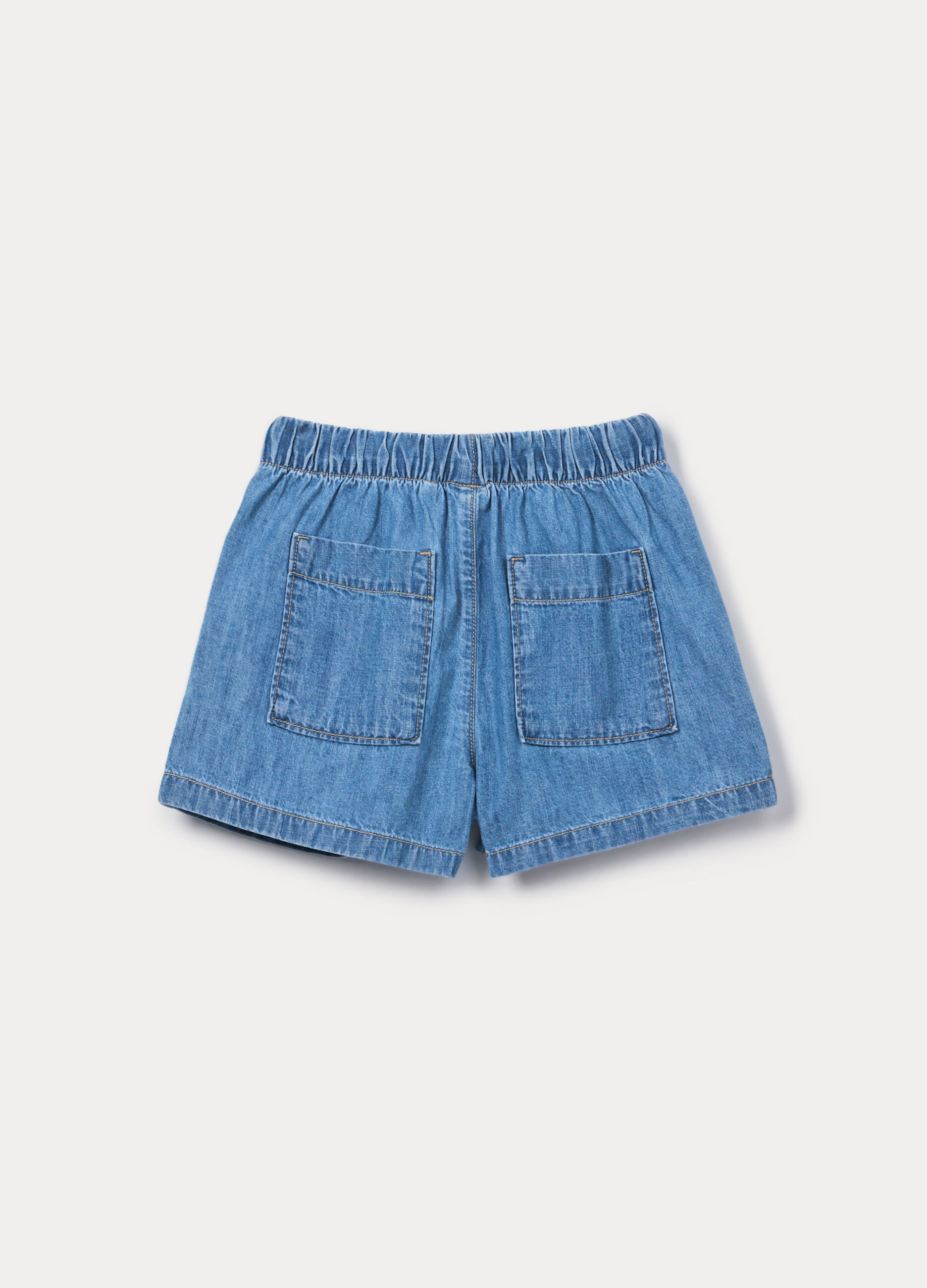 Shorts in denim di puro cotone ragazza_1