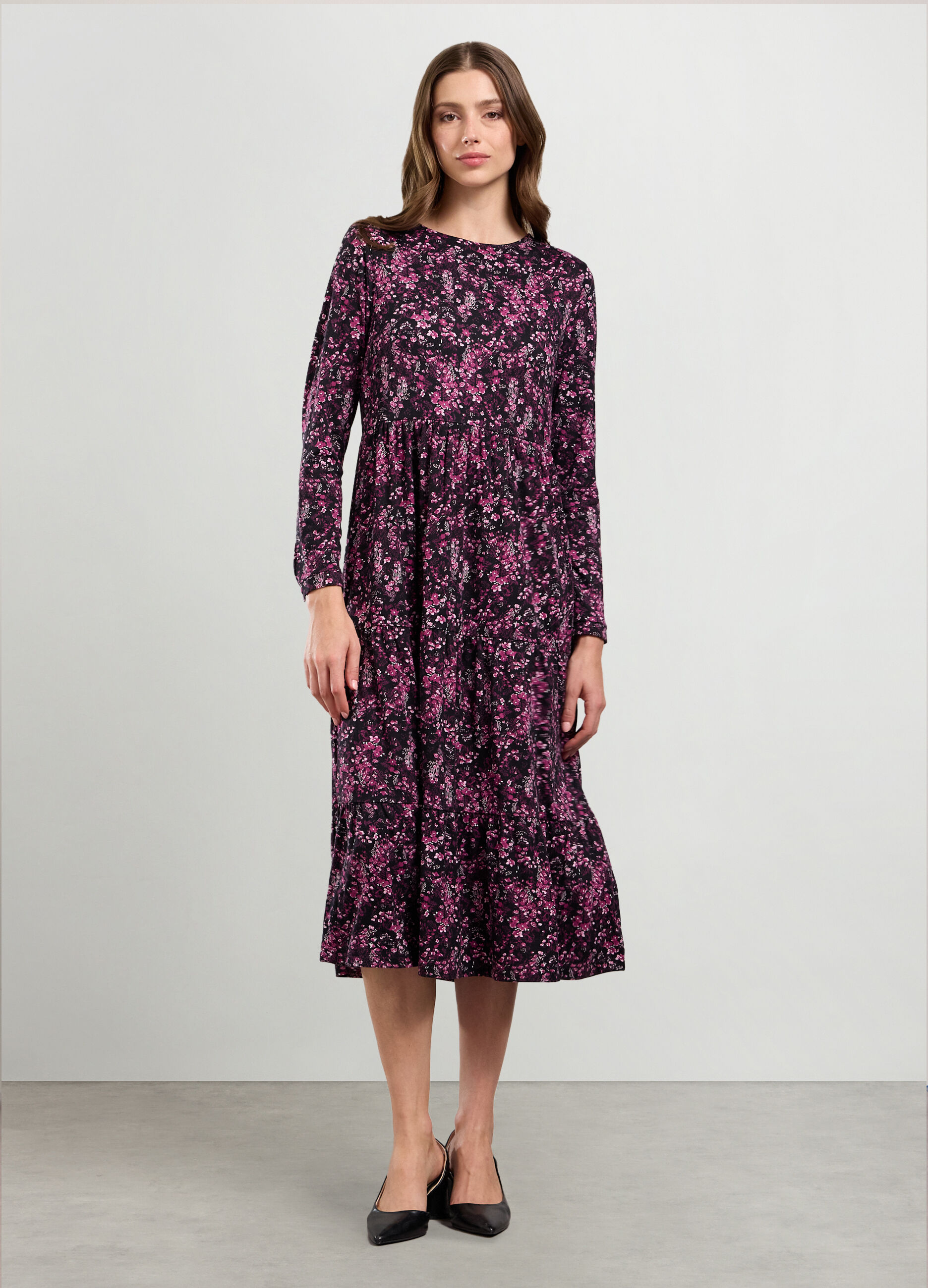 Abito lungo a balze in jersey donna_0