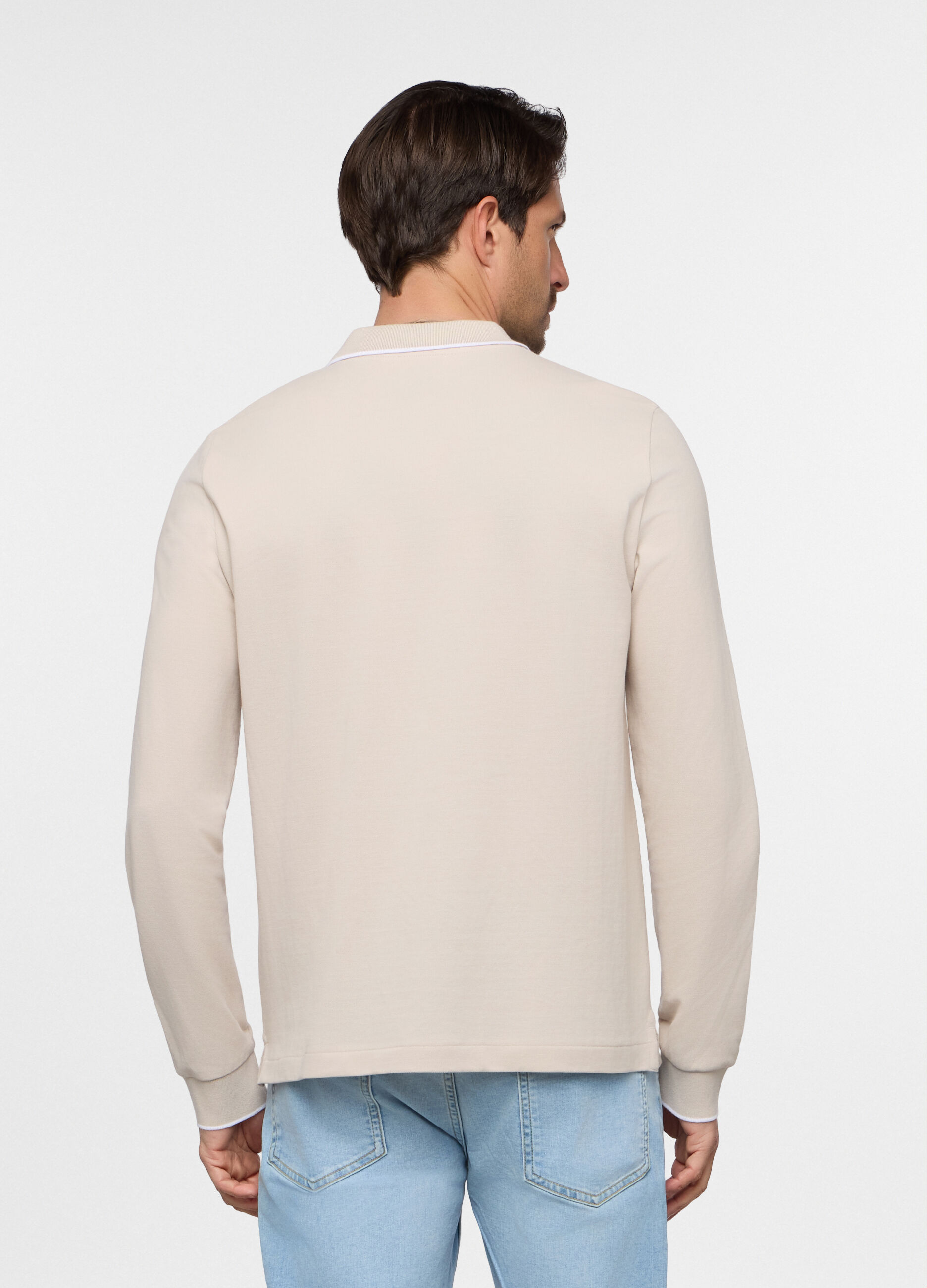 Polo a maniche lunghe in piquet di cotone uomo_1