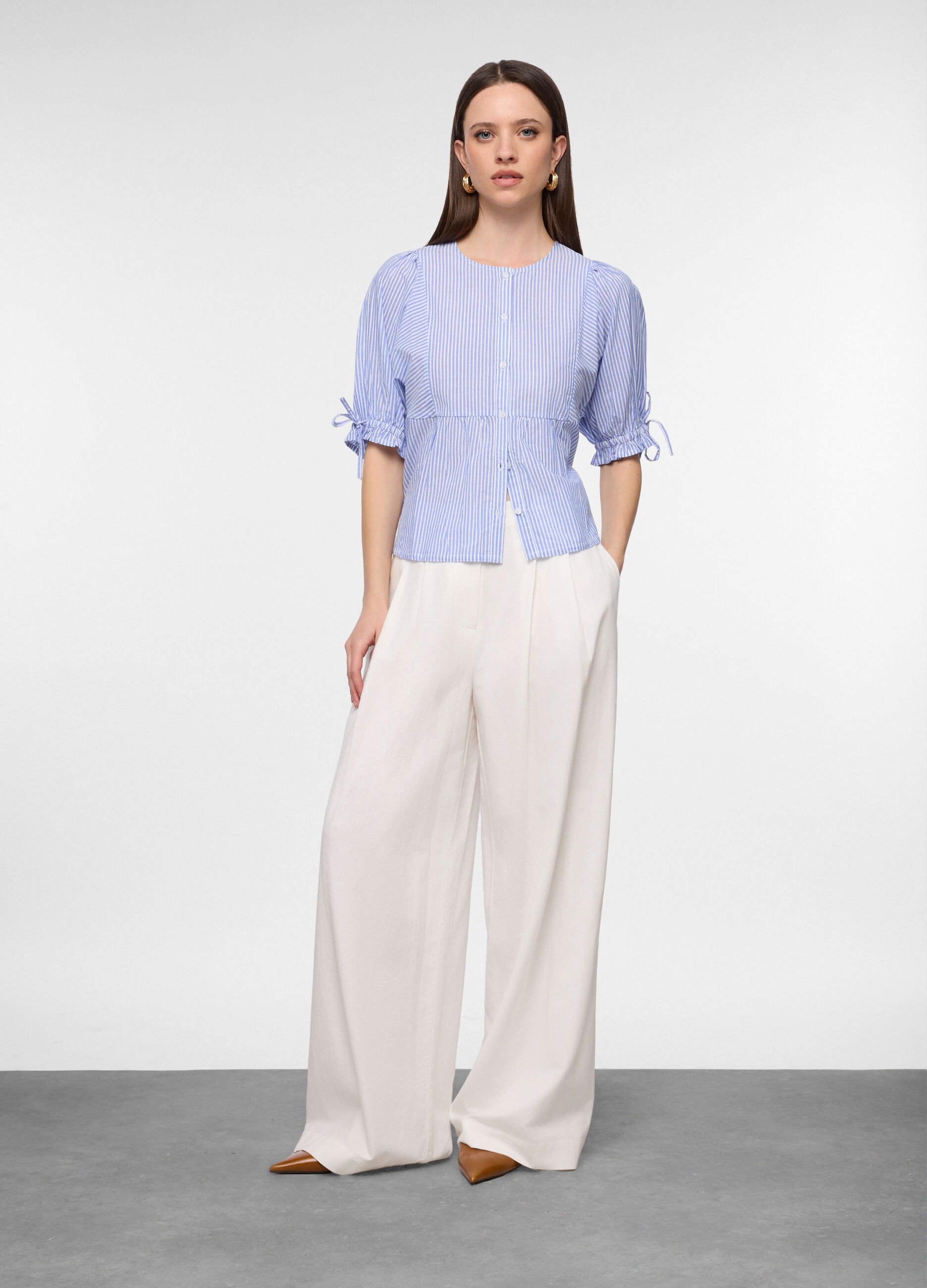 Pantaloni culotte misto cotone donna_0