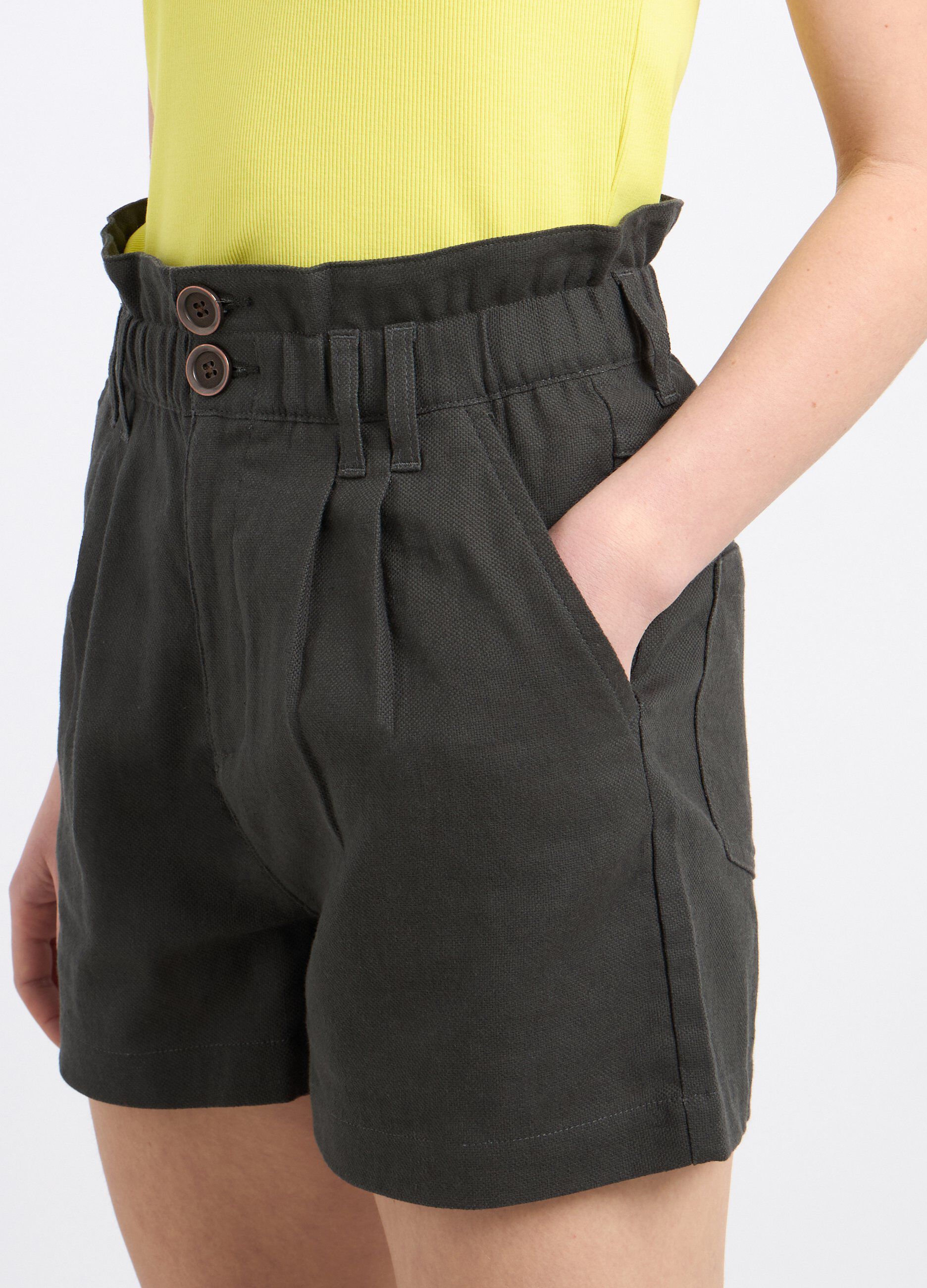 Shorts paperbag in misto lino donna