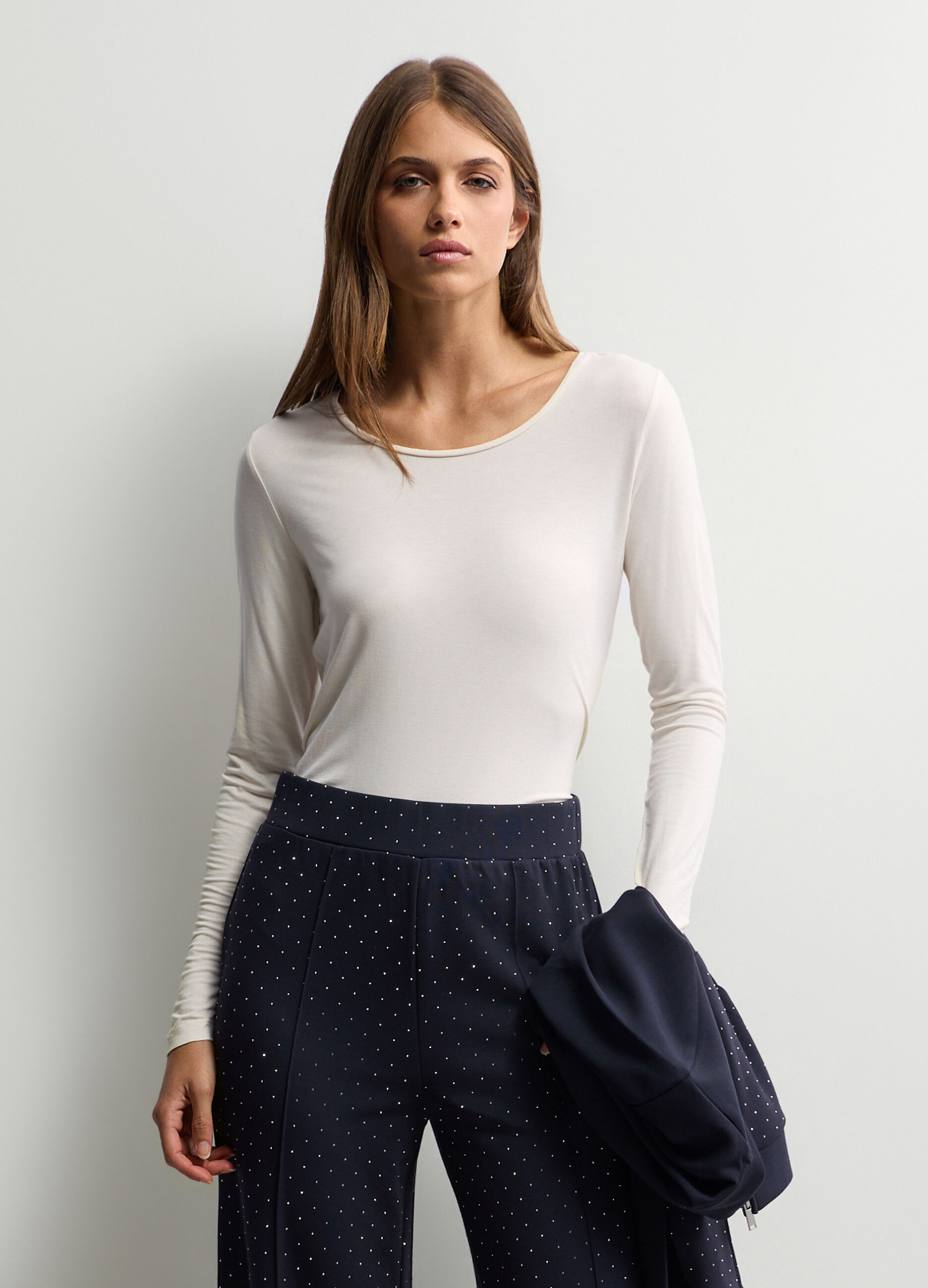 T-shirt girocollo stretch donna_0