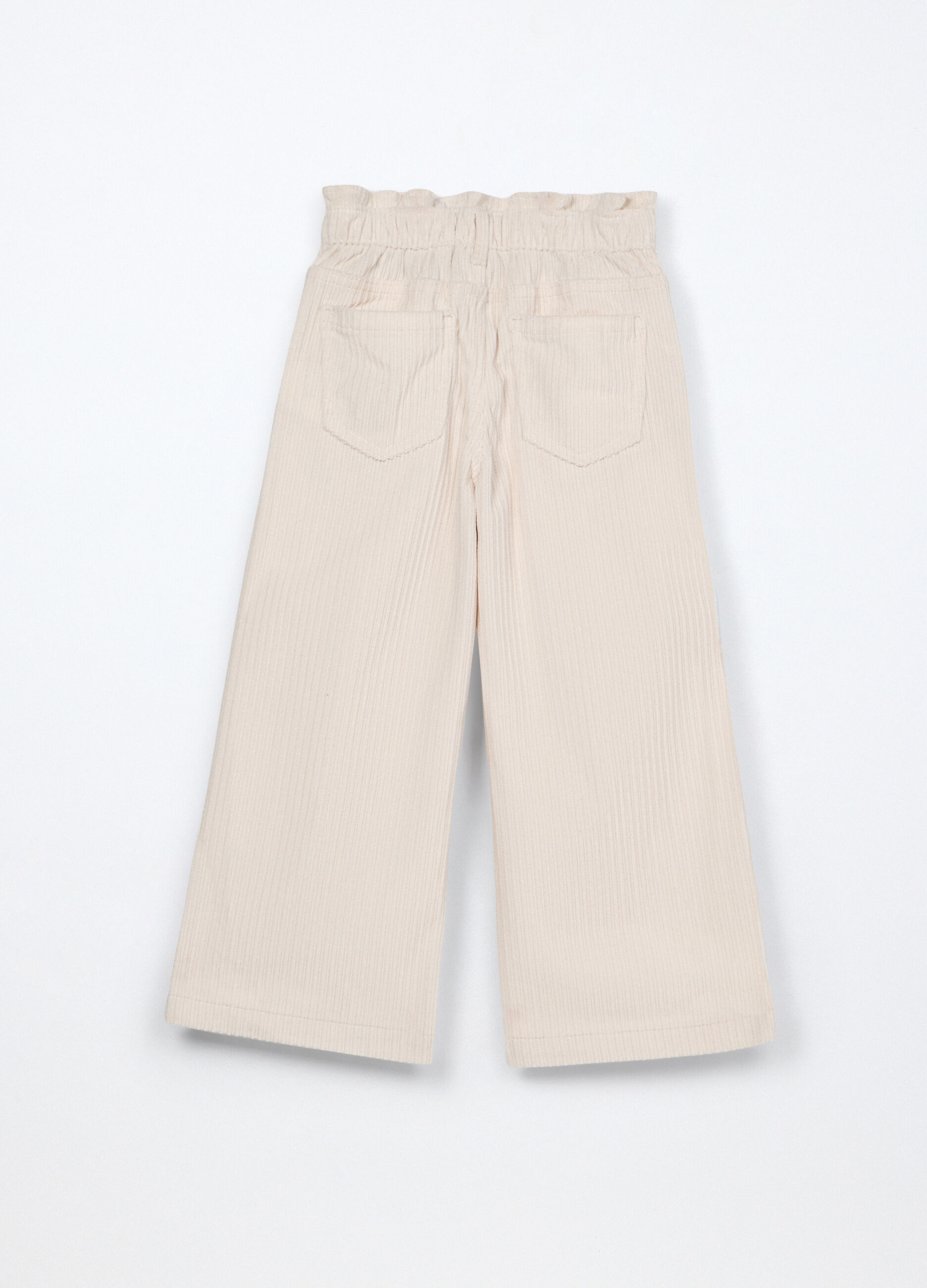 Pantaloni wide leg in velluto a coste bambina_1