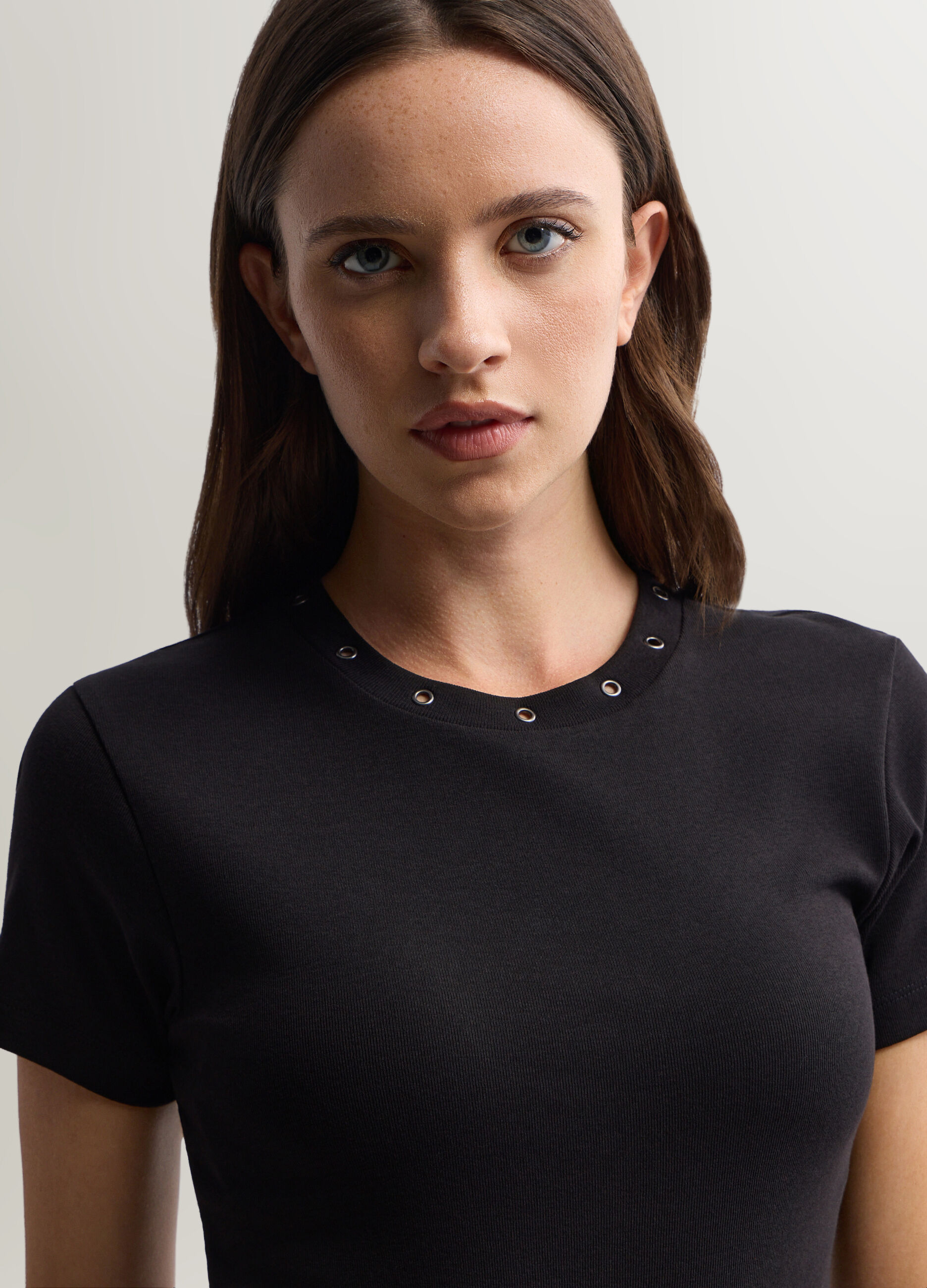 T-shirt girocollo in puro cotone donna_2