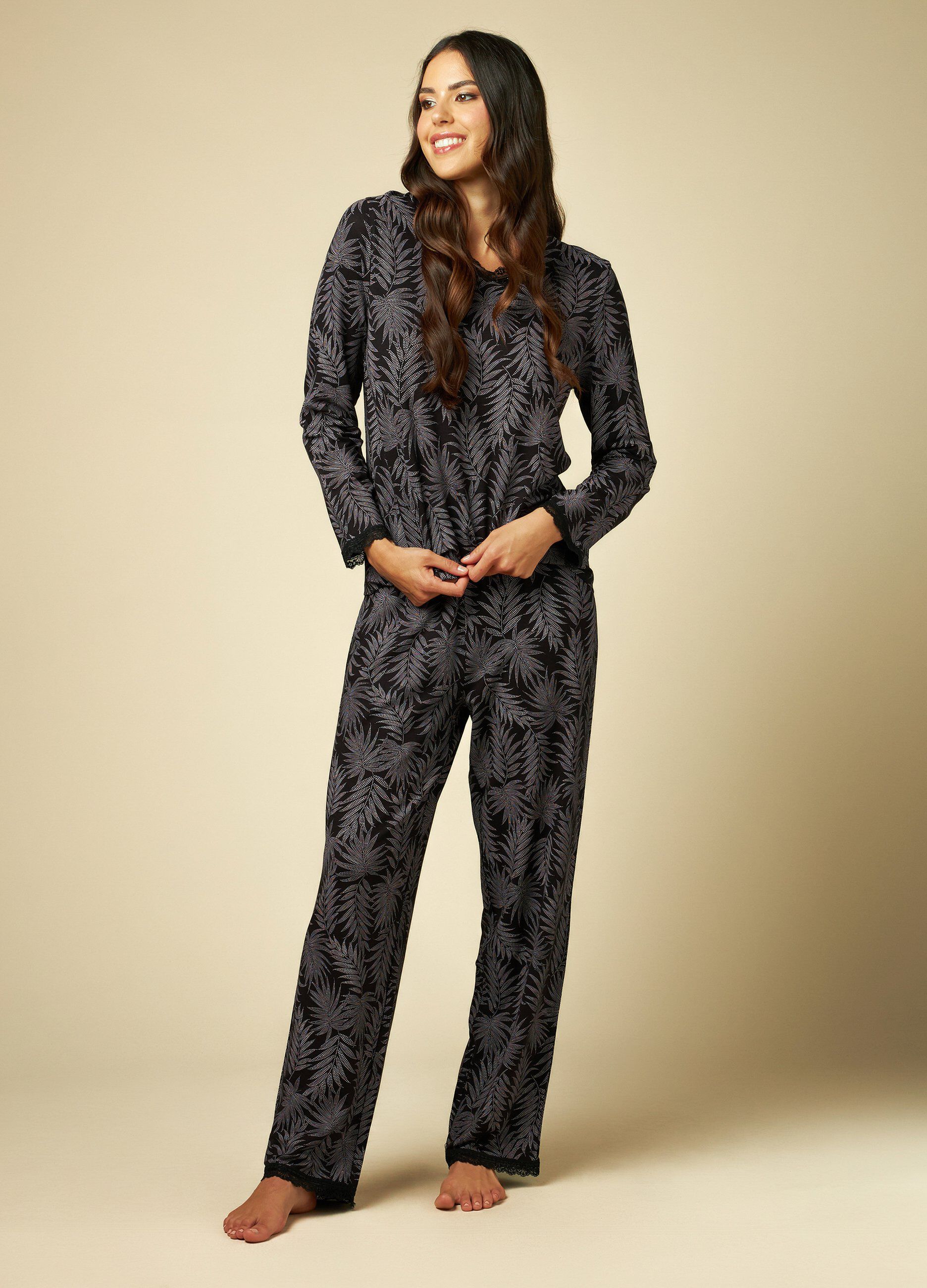 Set pigiama con pizzo donna