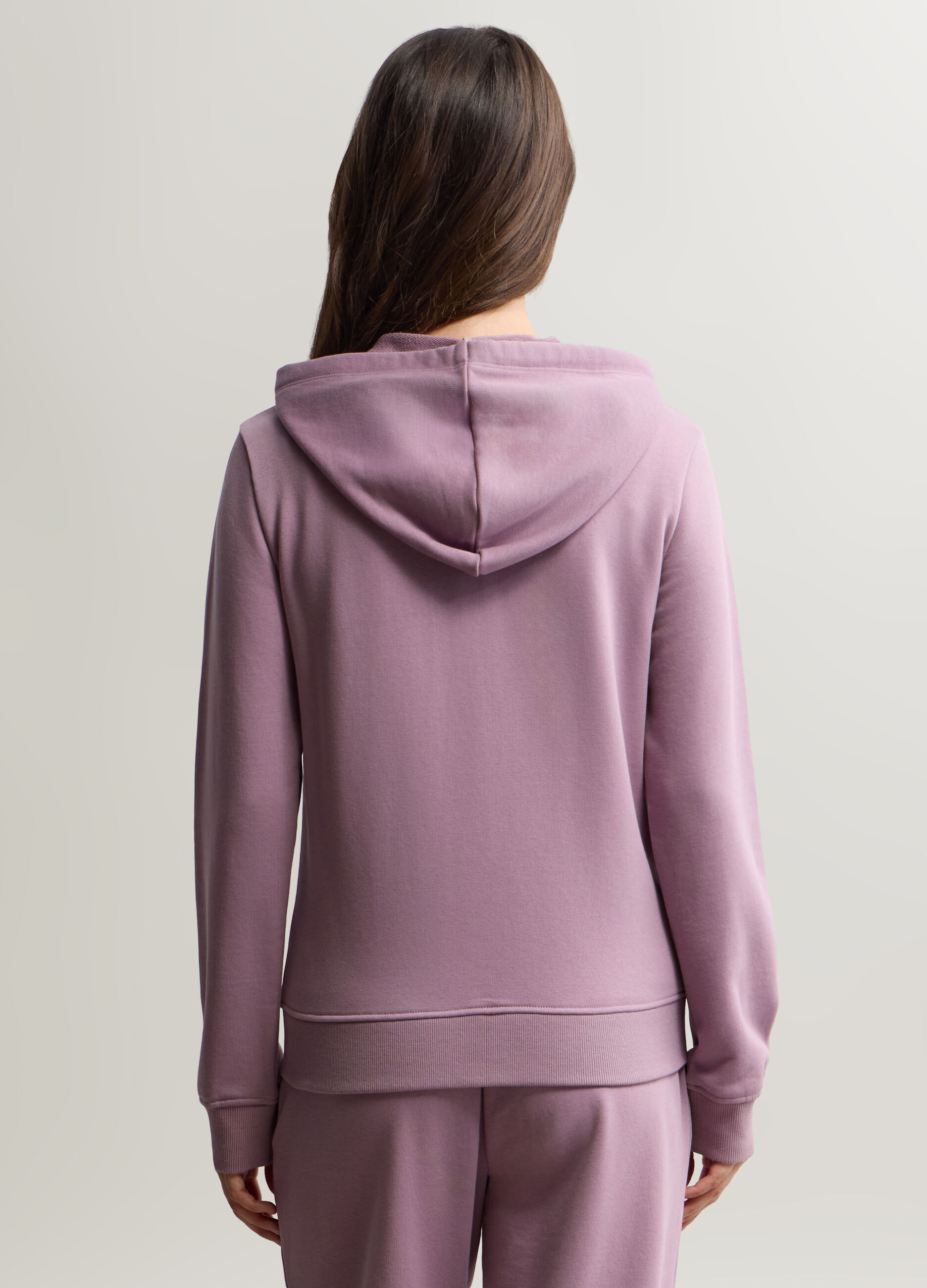 Felpa con cappuccio misto cotone garzato donna_1