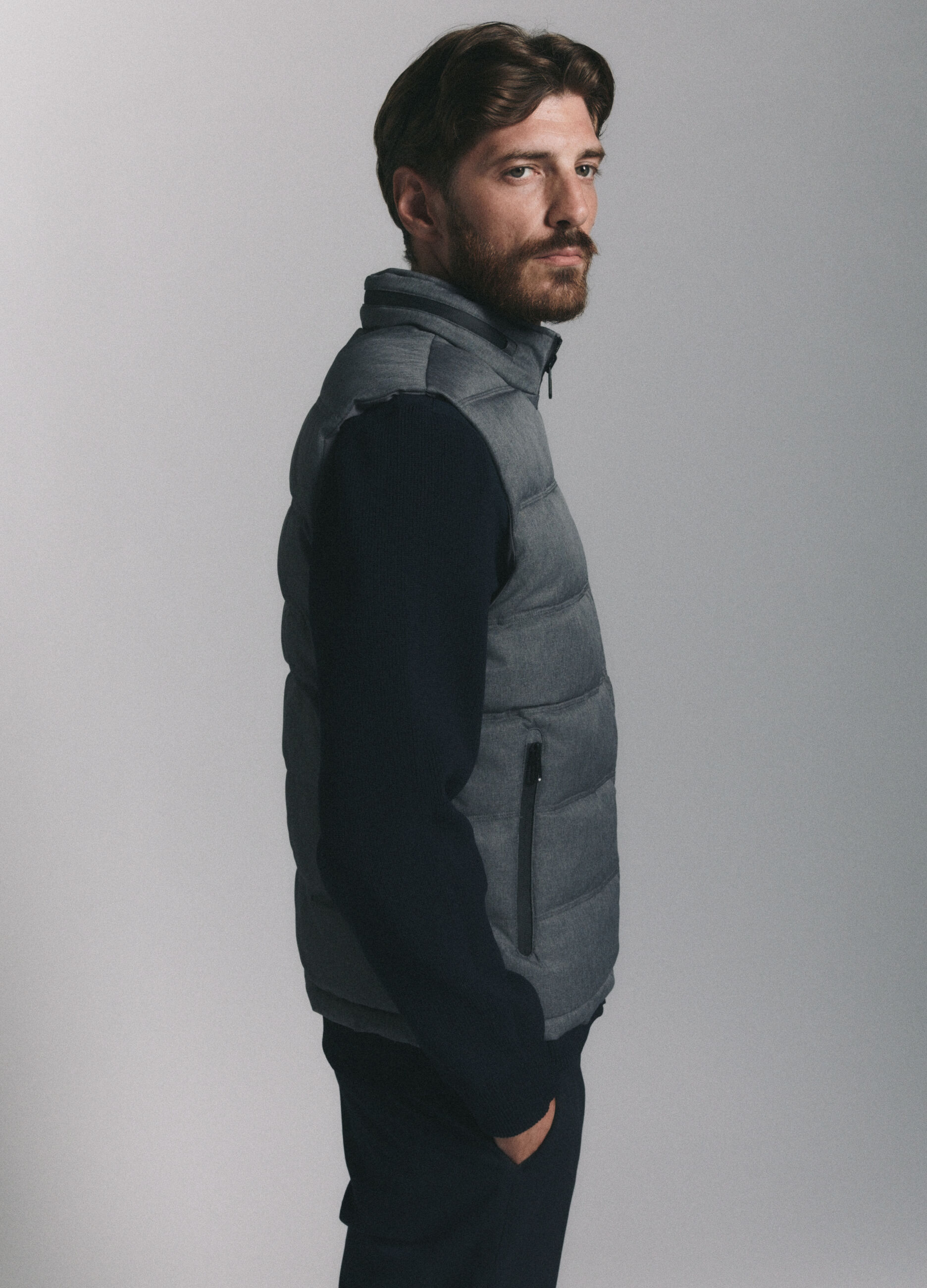 Gilet imbottito in tessuto chevron uomo_2