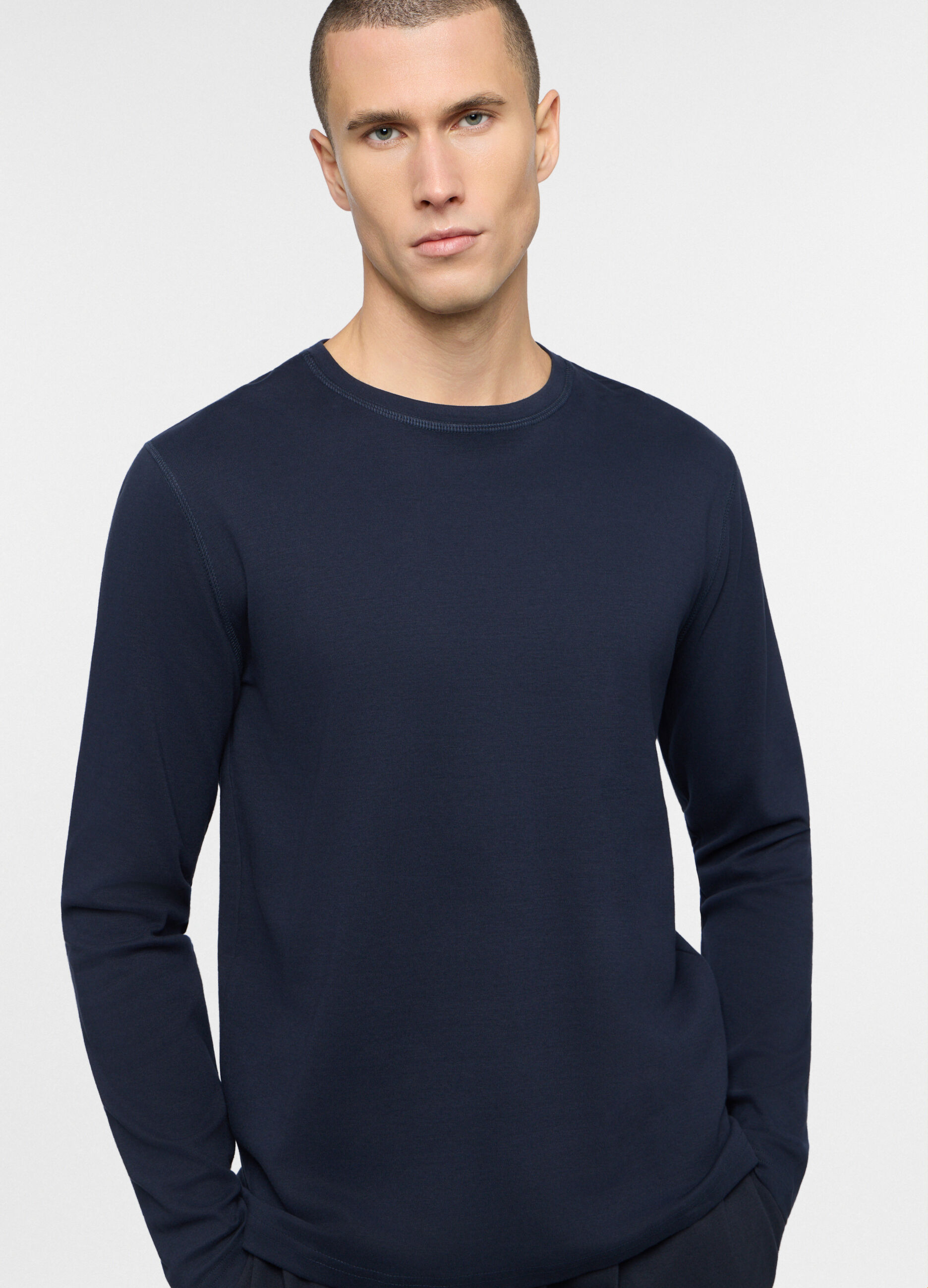 Maglia del pigiama girocollo in cotone uomo_2