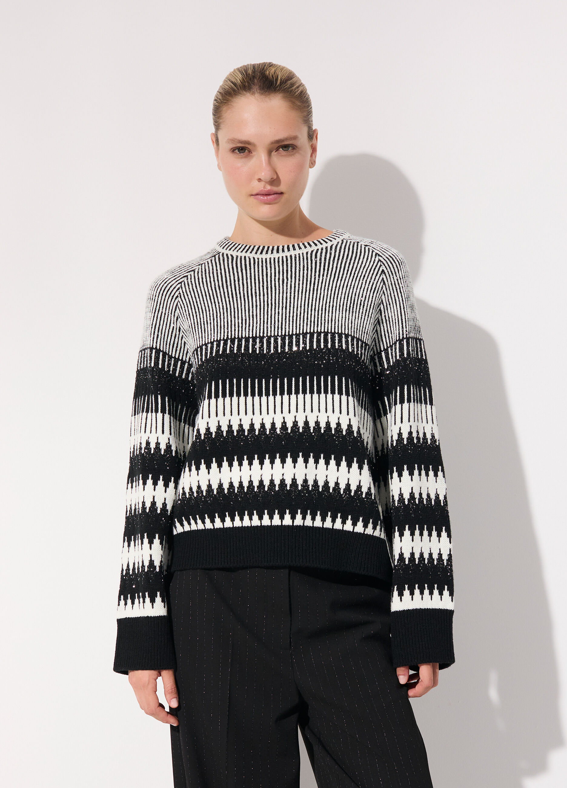 Maglione misto lana con paillettes donna_1