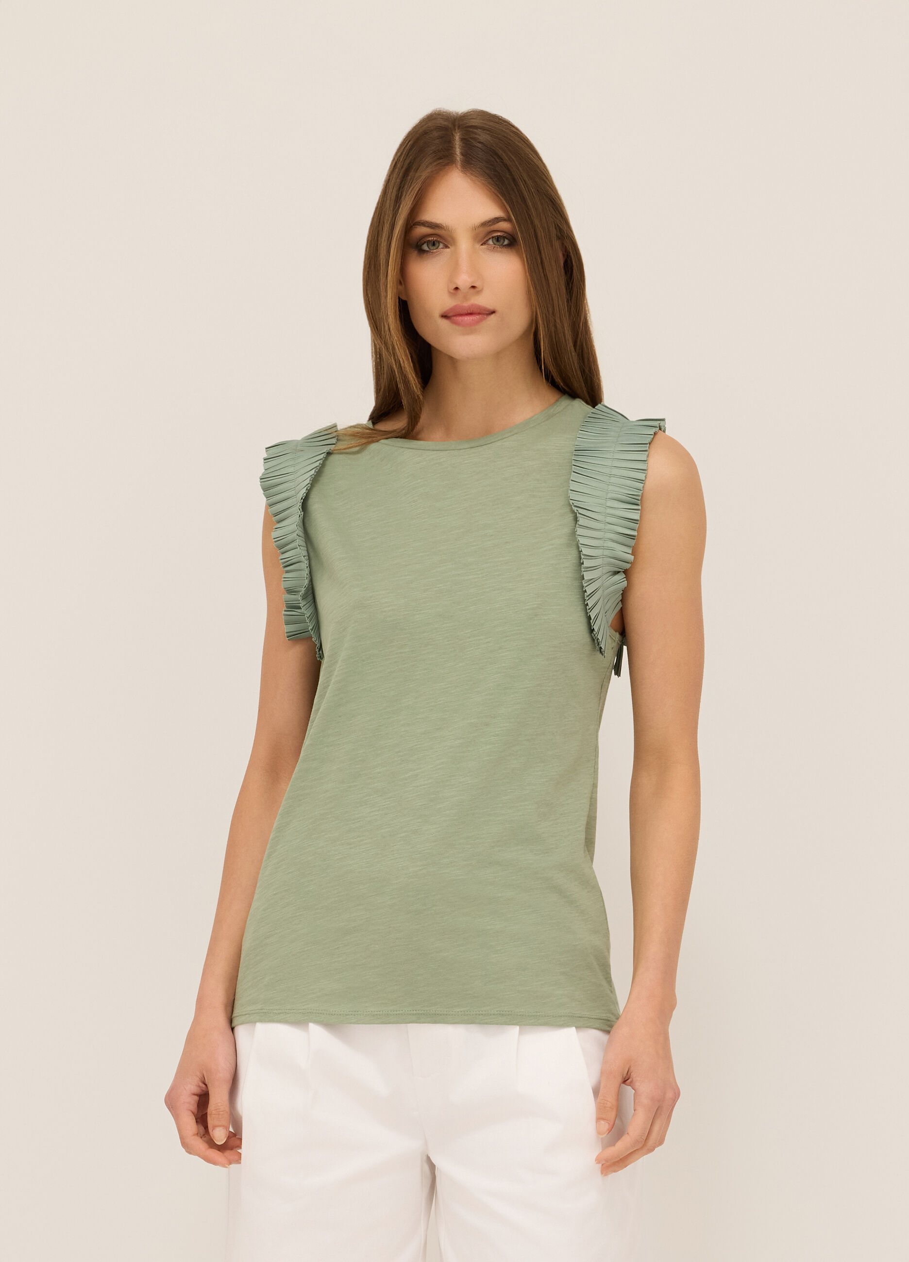 Canotta in jersey di cotone slub donna_0