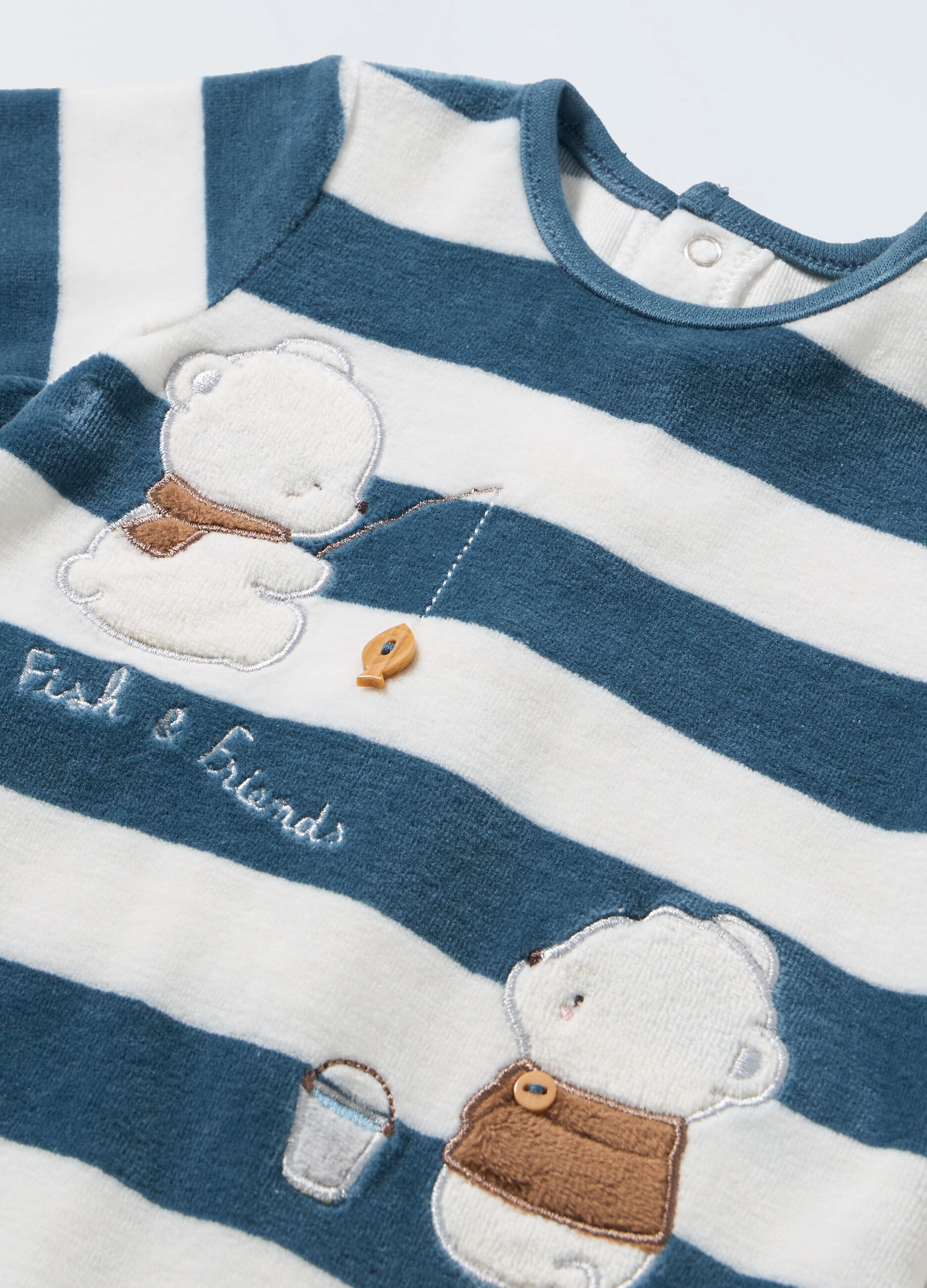 Tutina velour a righe neonato_1