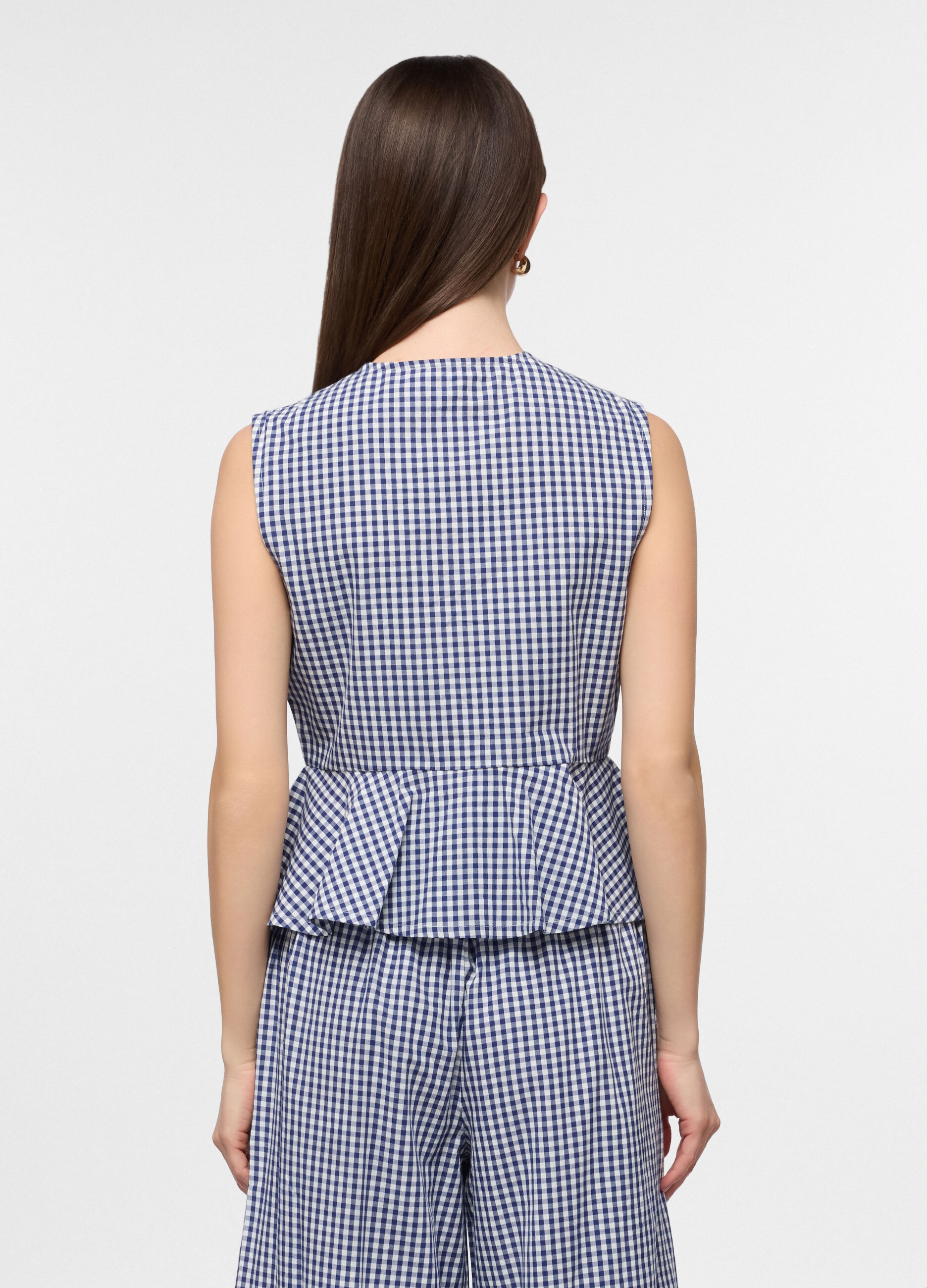 Top girocollo in popeline donna