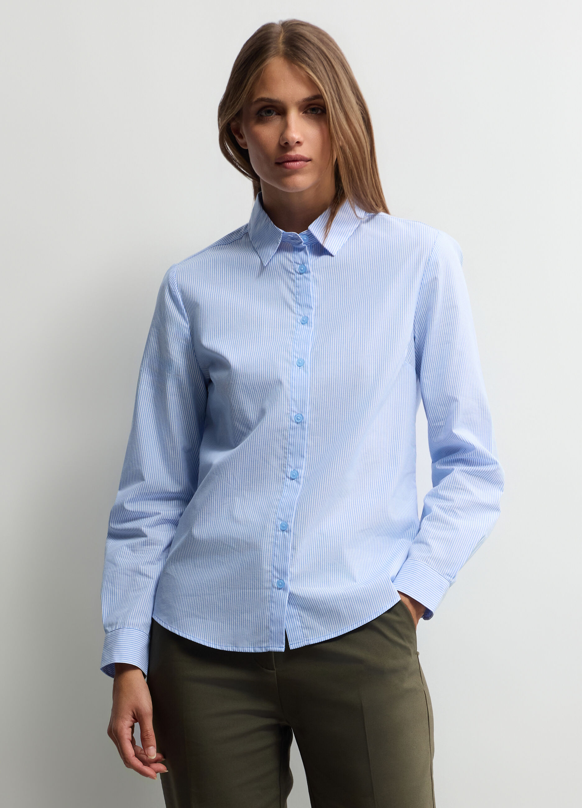 Camicia misto cotone a righe donna_0