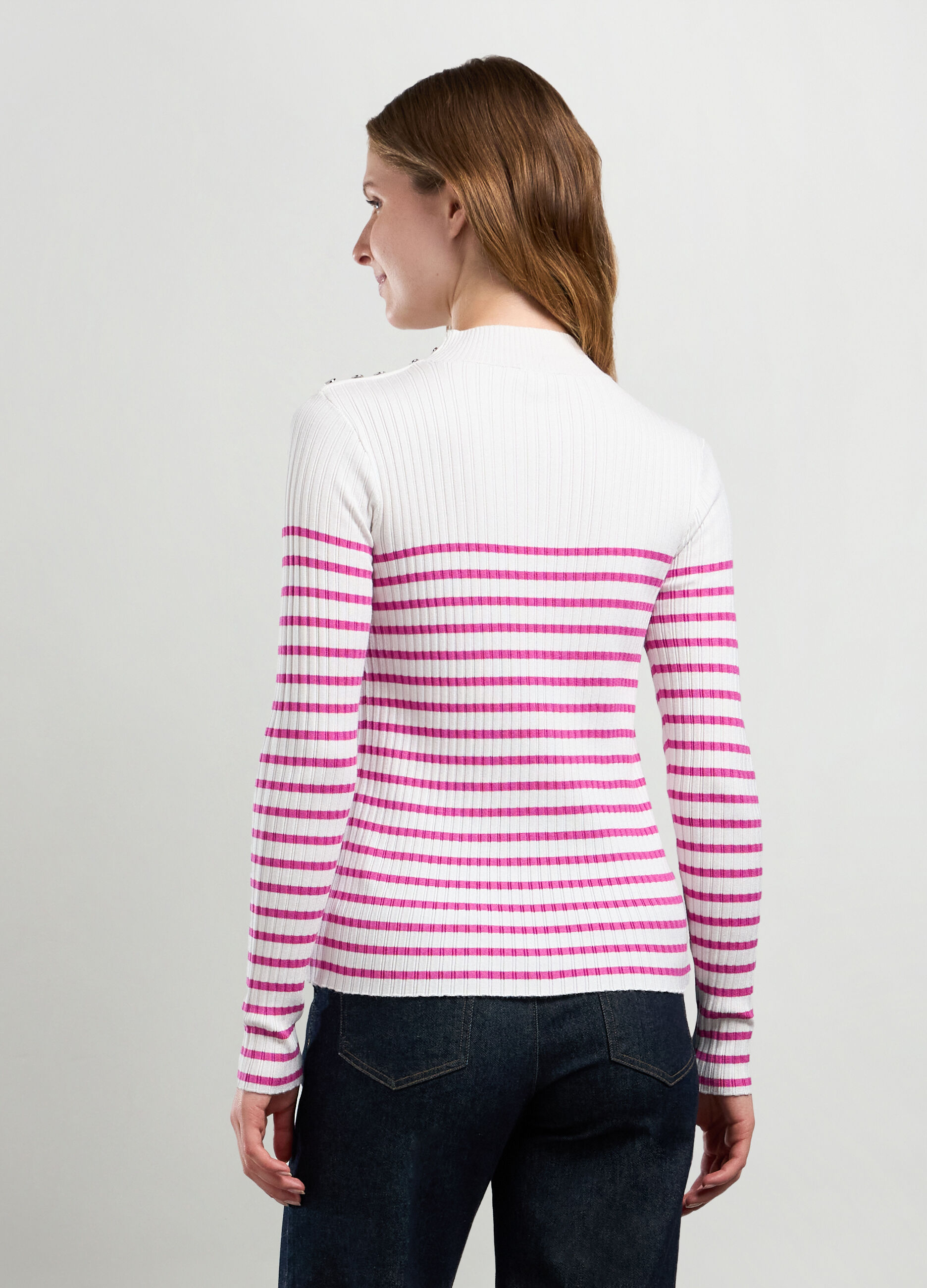 T-shirt in costina di misto viscosa _1