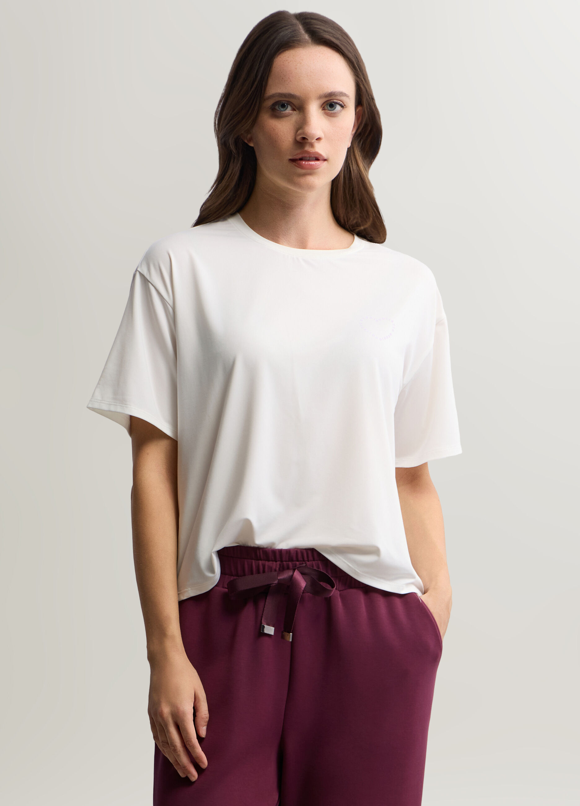 T-shirt girocollo stretch donna_0