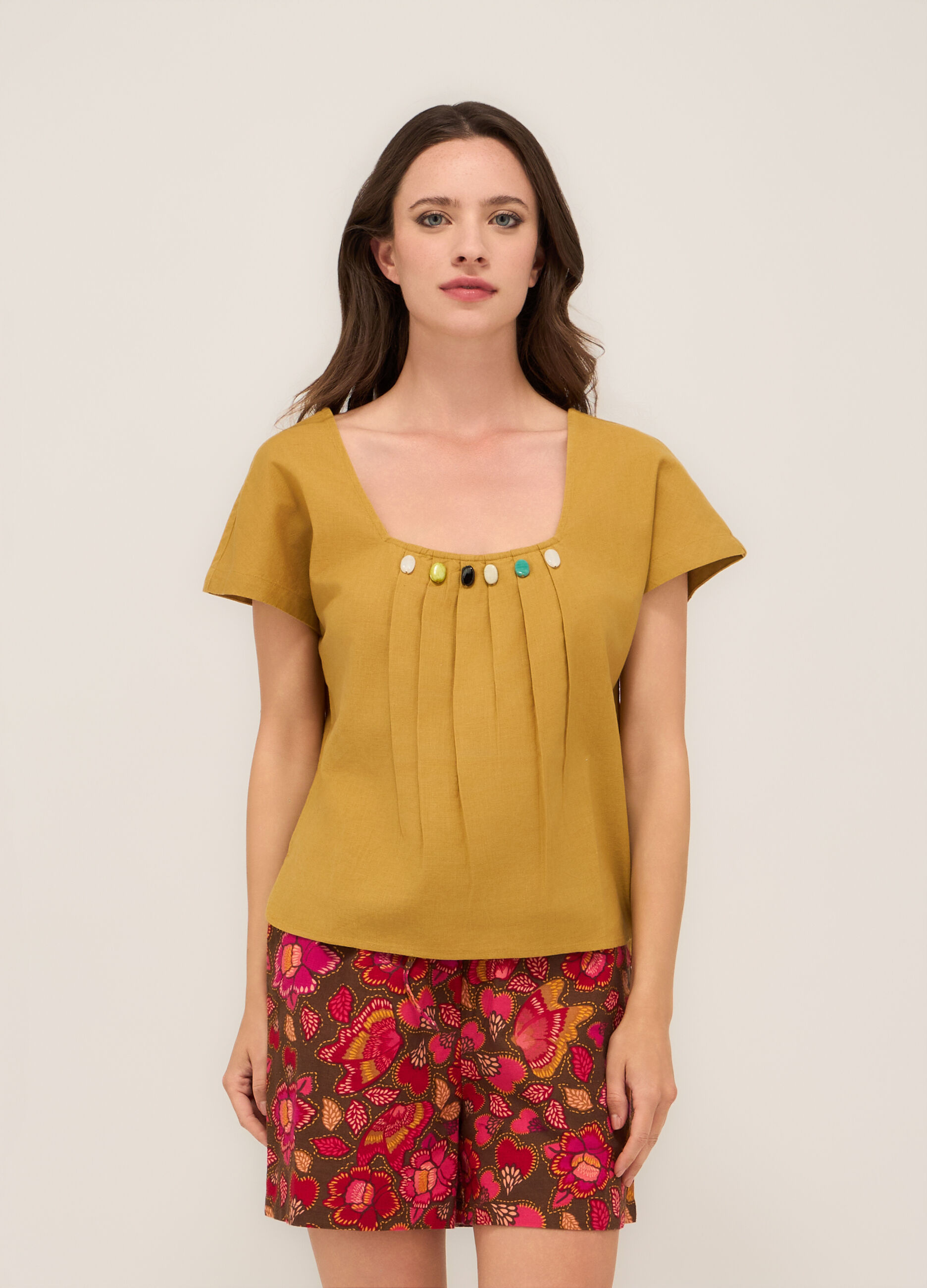 Blusa misto lino donna