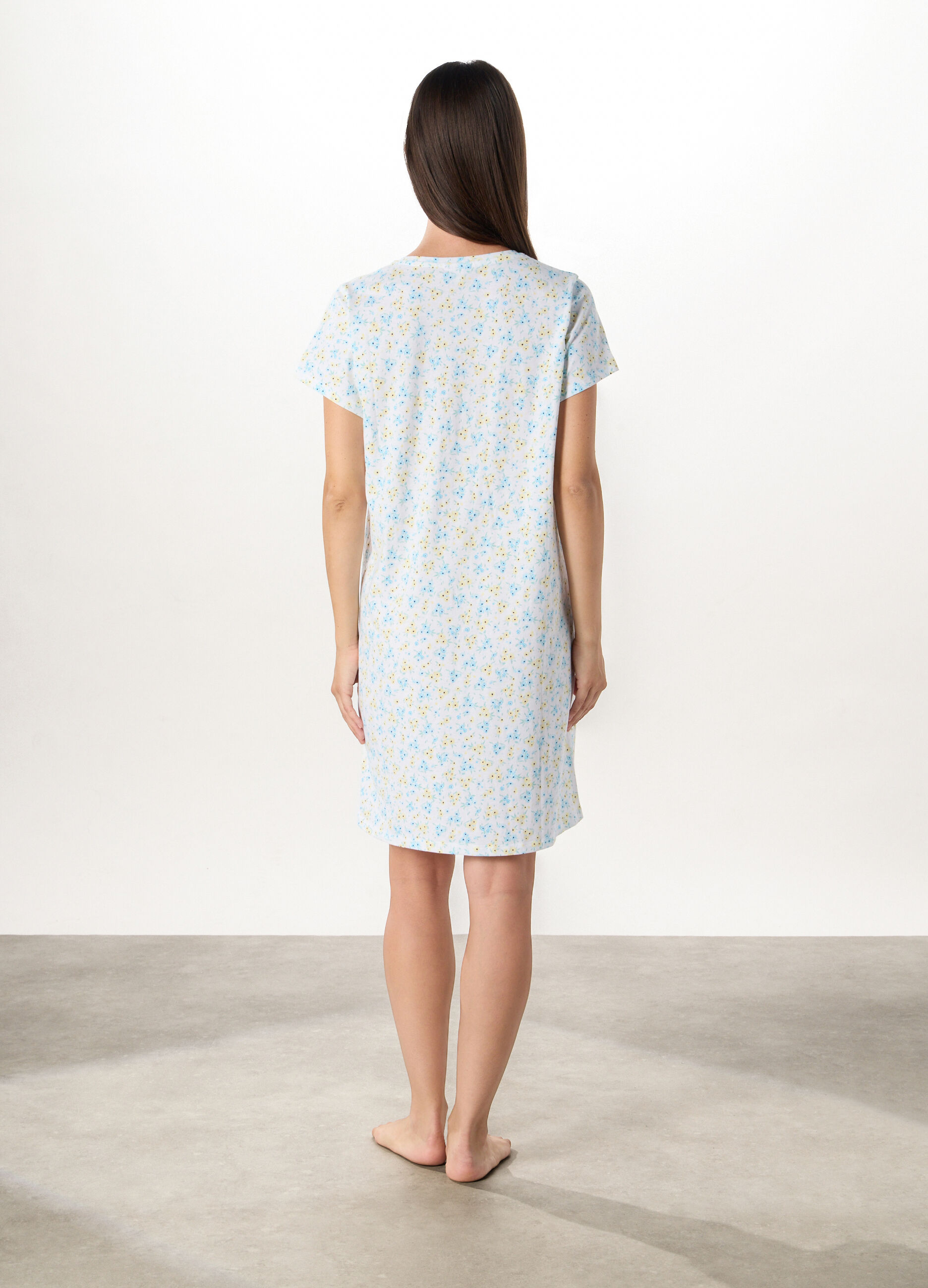 Camicia da notte in puro cotone a maniche corte donna_1