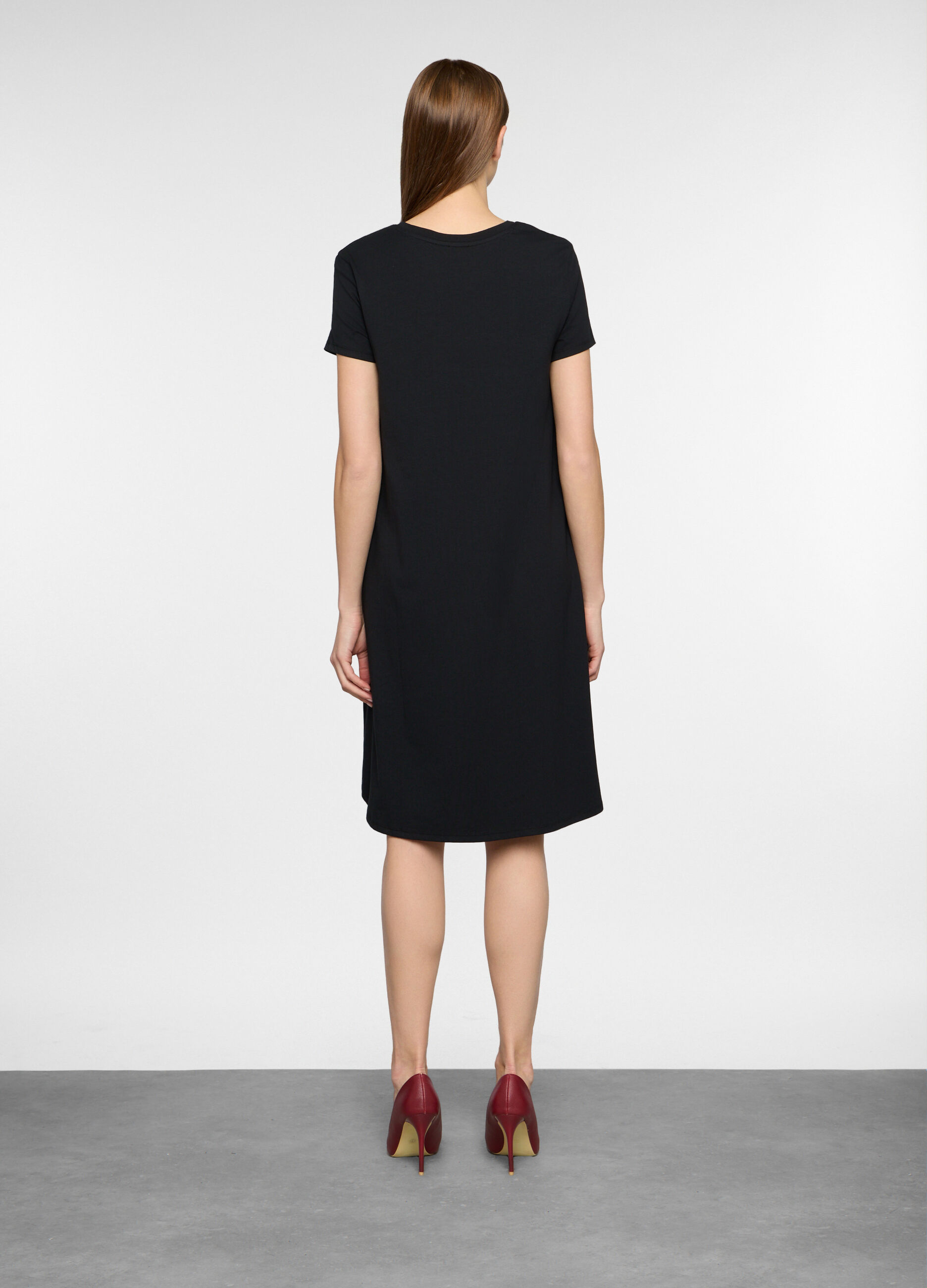 Abito corto in jersey di cotone stretch donna_1