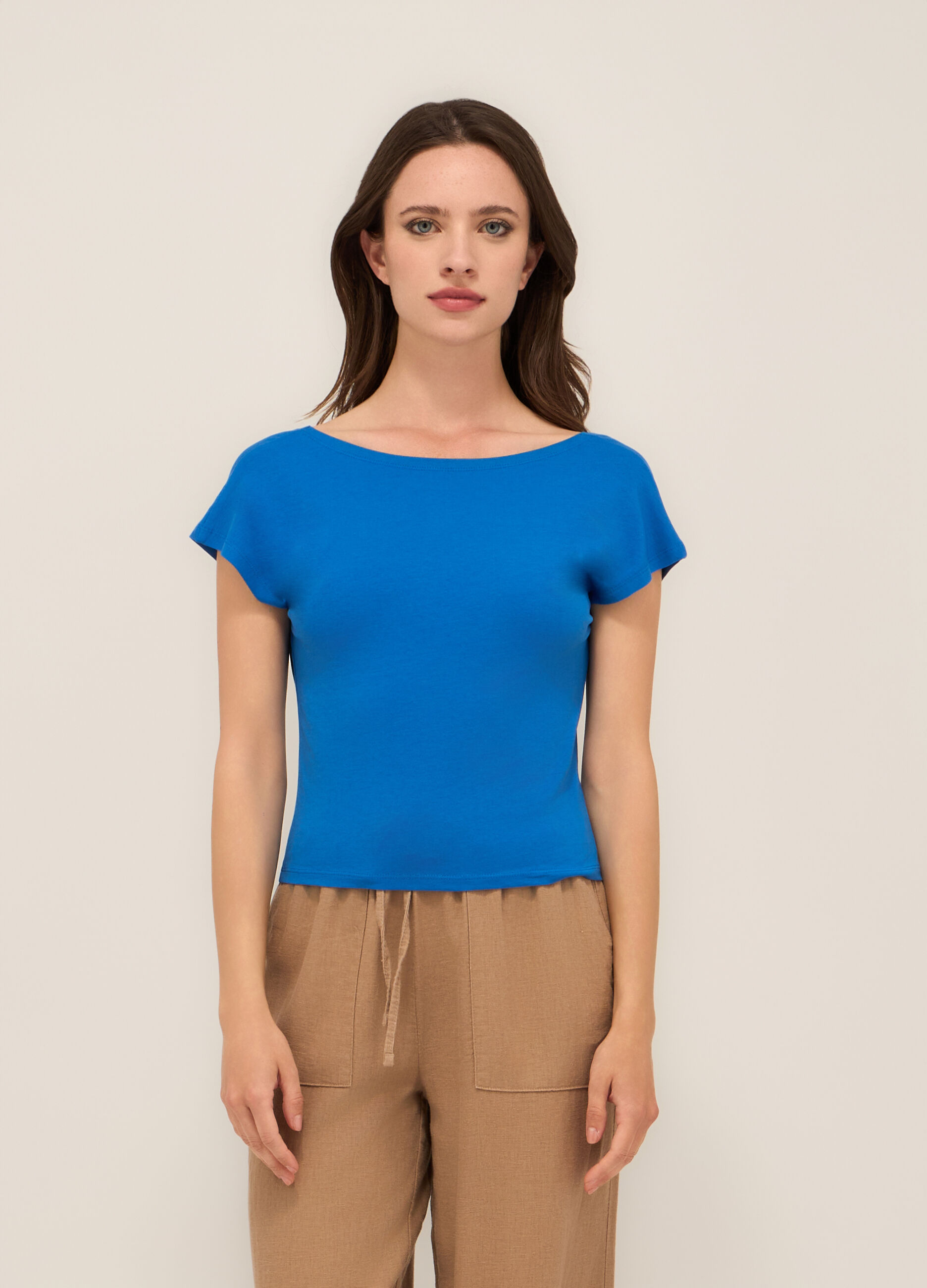 T-shirt in cotone stretch donna_0