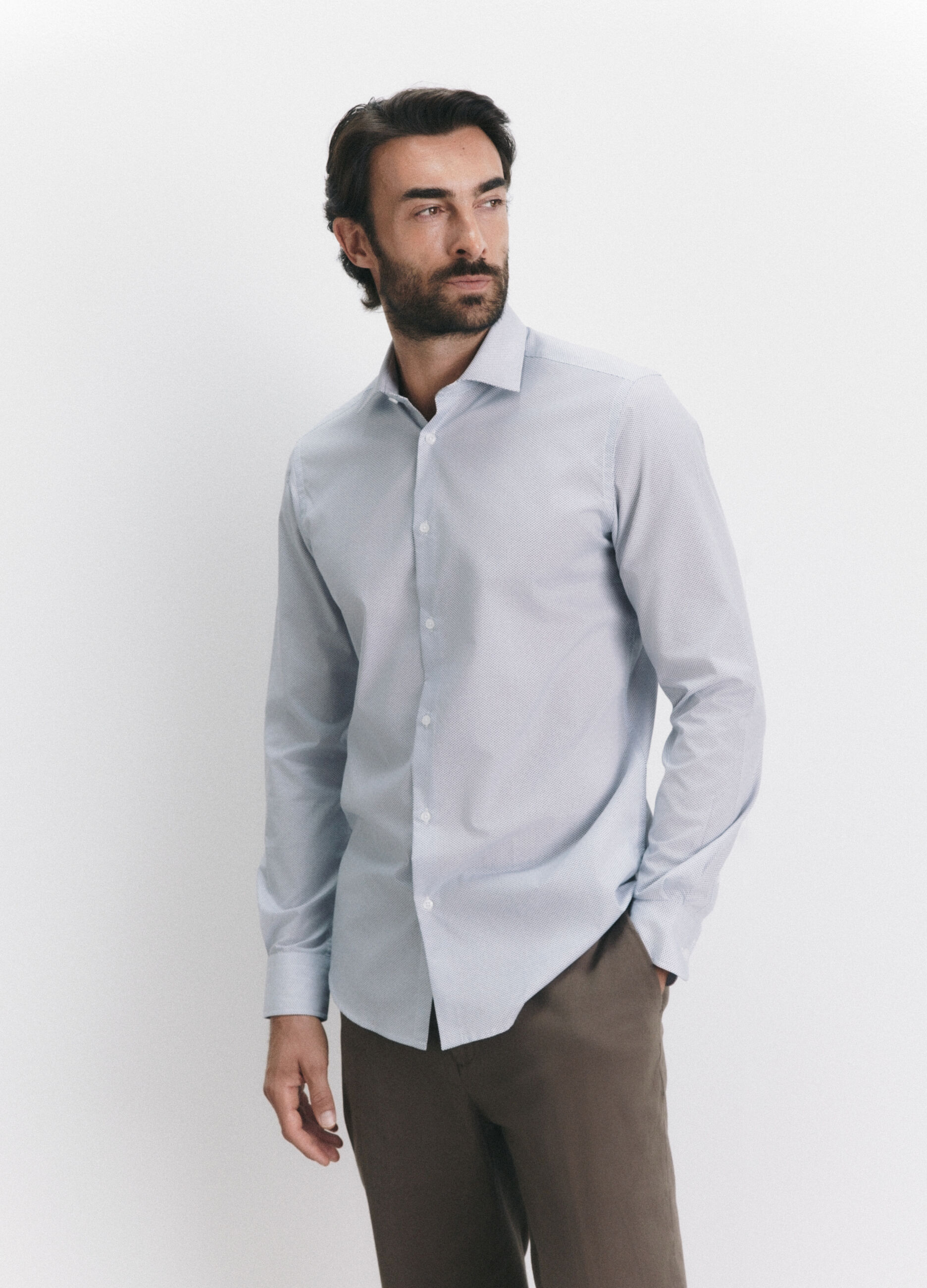 Camicia slim fit a fantasia uomo_4