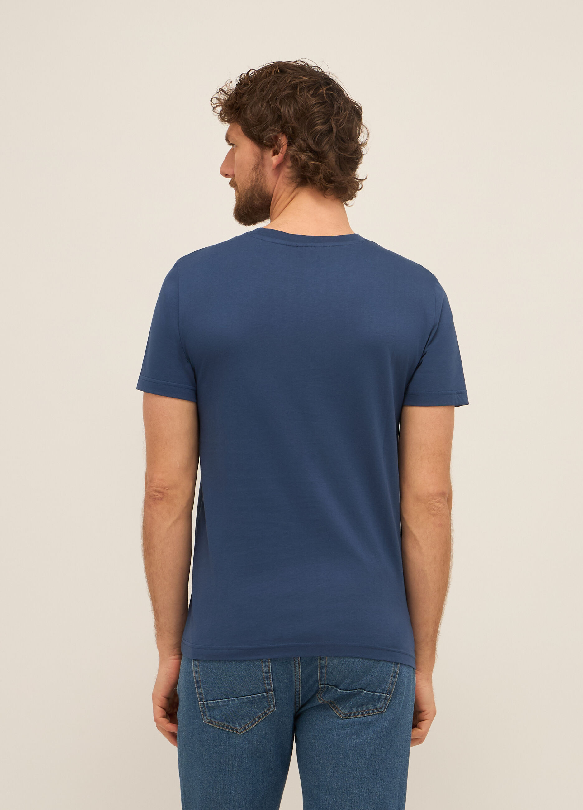 T-shirt girocollo in puro cotone con stampa uomo_1
