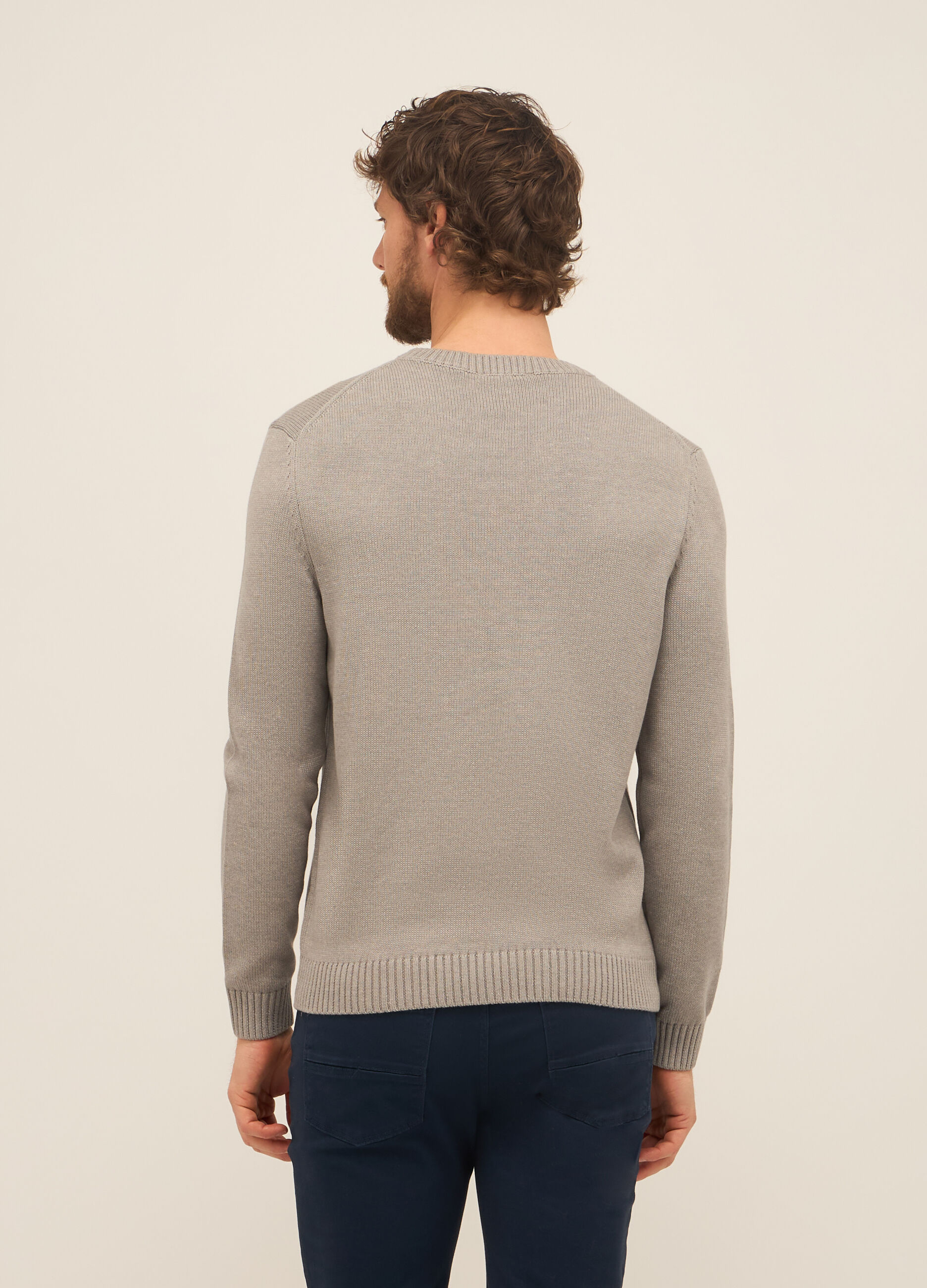 Maglione girocollo in misto cotone uomo_1