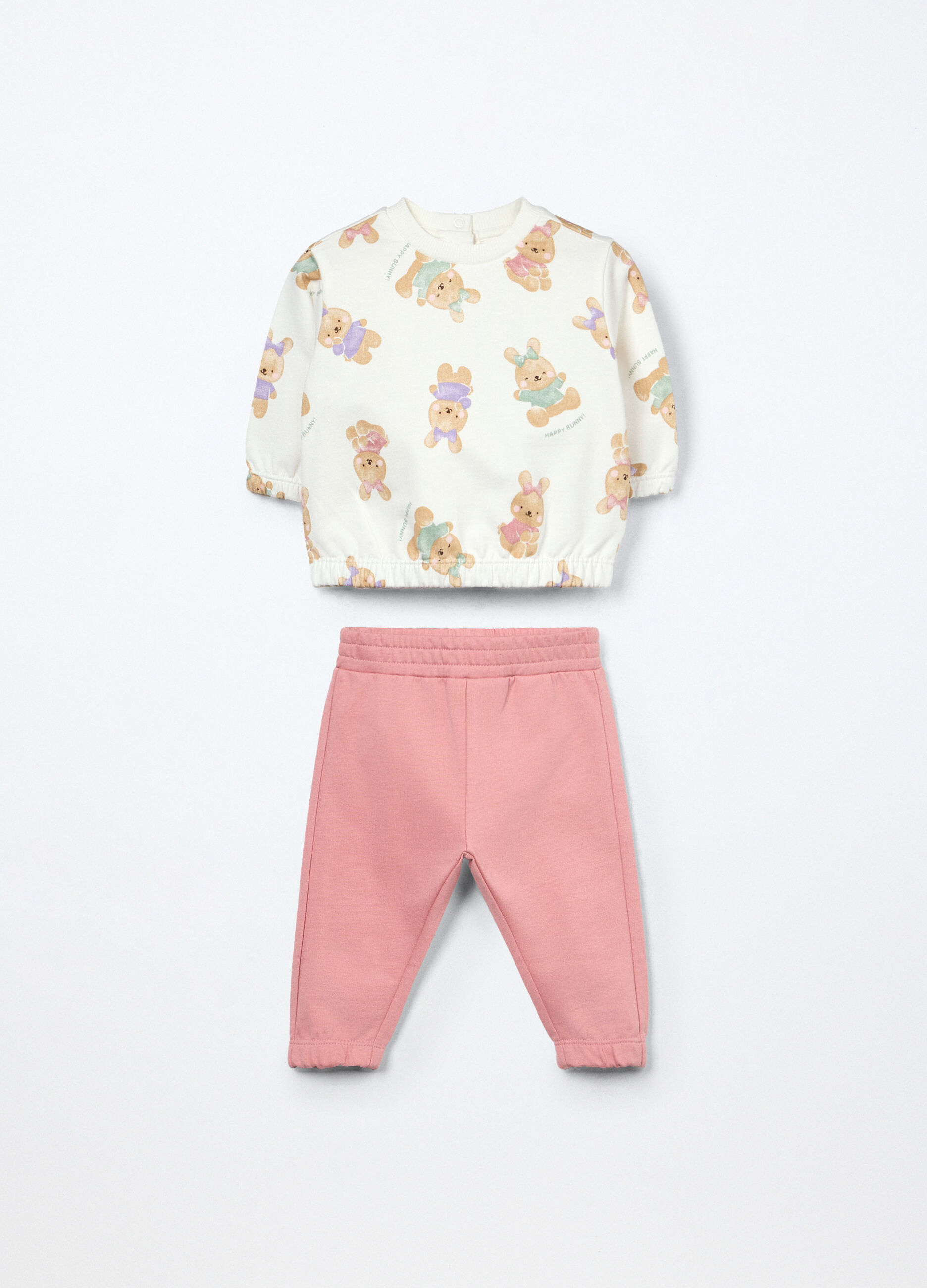 Jogging set in french terry di puro cotone neonata _0