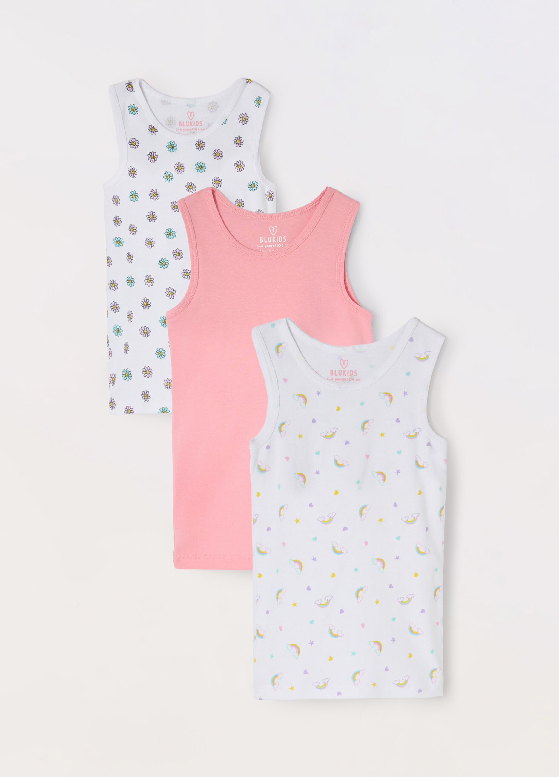 Pack 3 canotte in puro cotone bambina_0