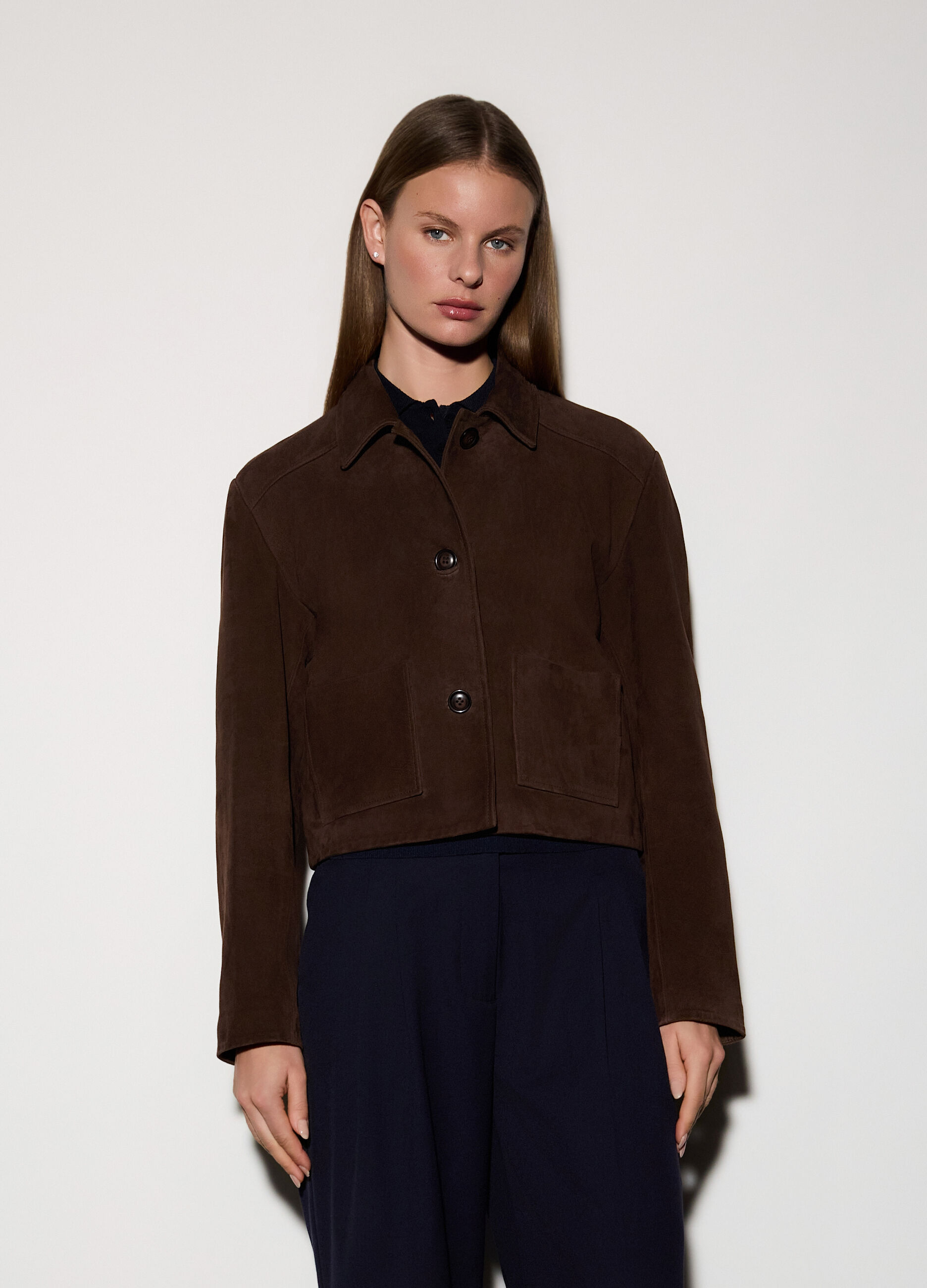 Giacca in vera pelle scamosciata donna_1