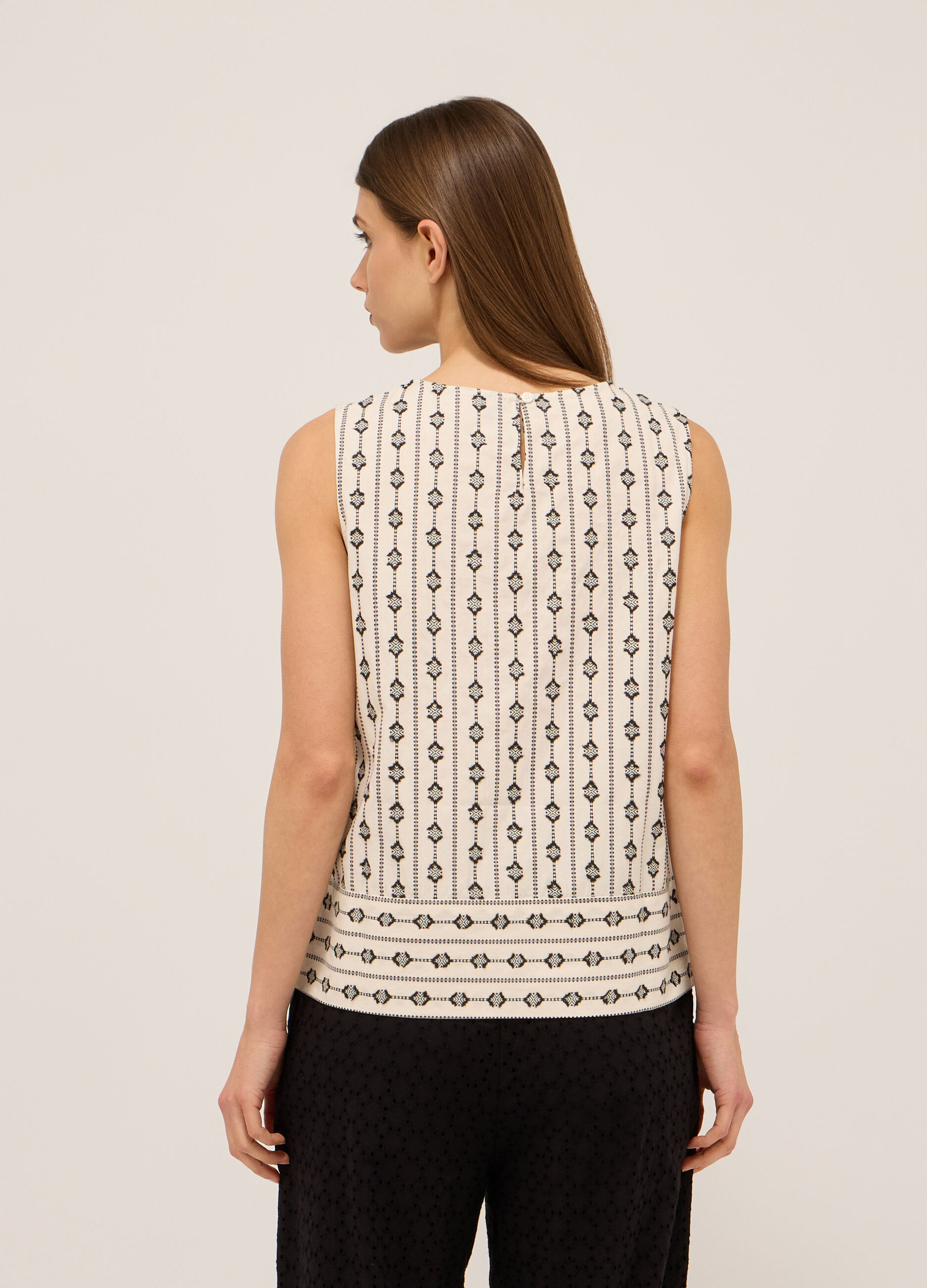 Blusa smanicata misto cotone donna_1