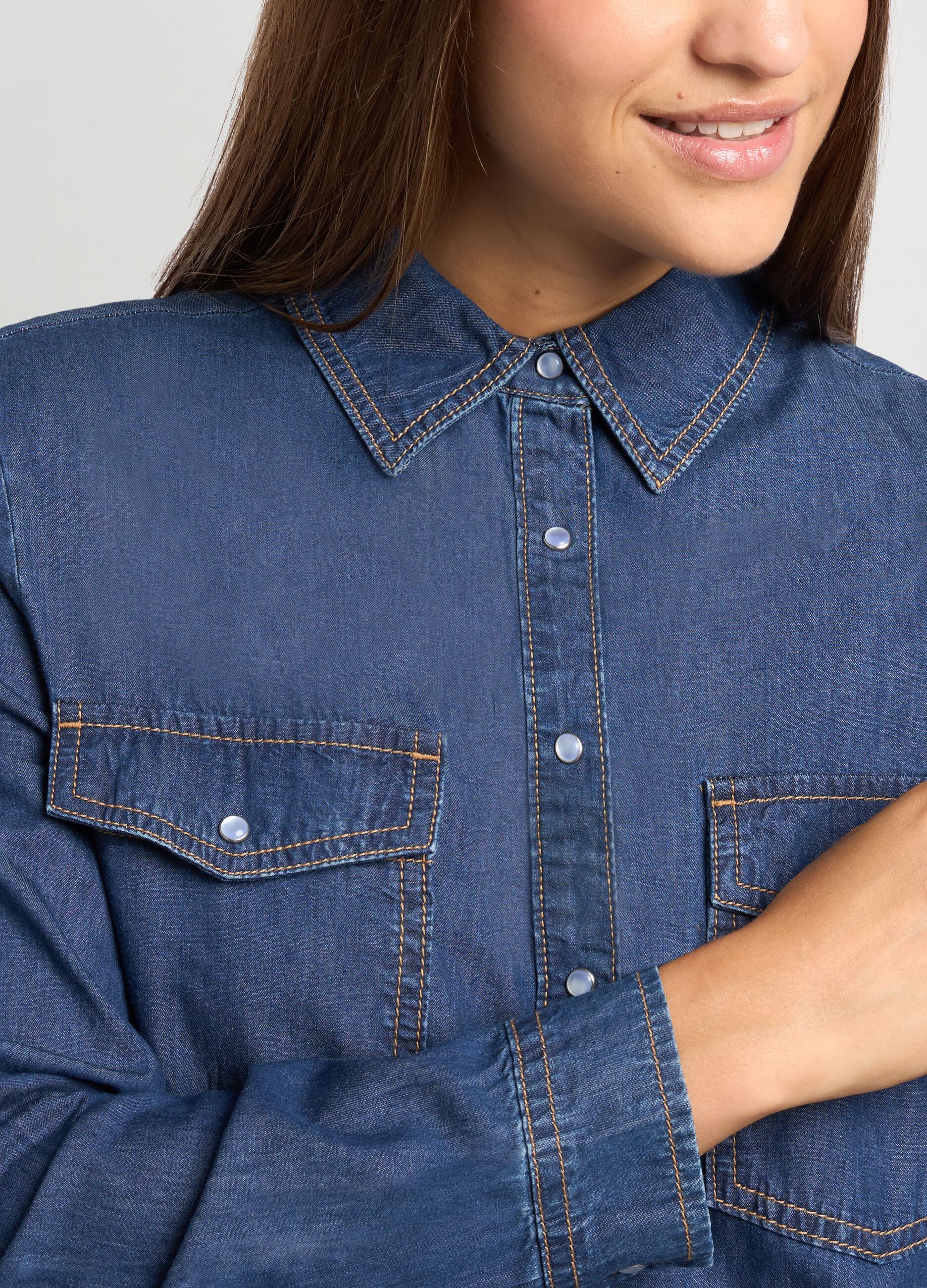 Camicia in denim di puro cotone donna