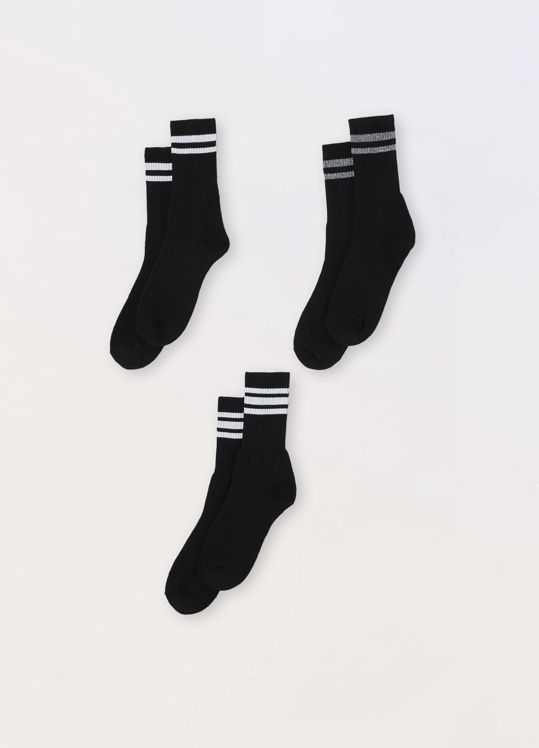 3 pack calze corte sportive con righe a contrasto uomo