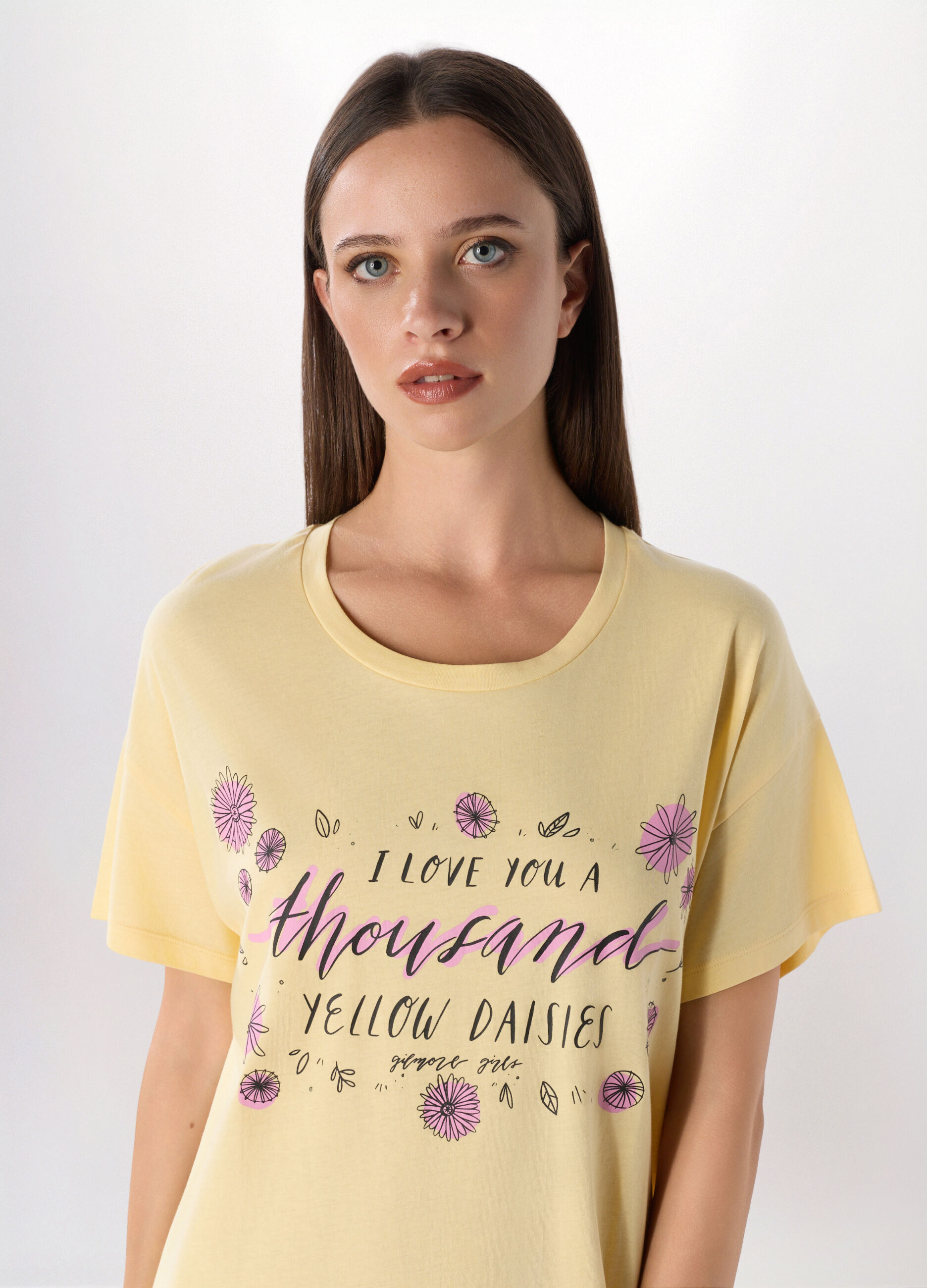 Camicia da notte a maniche corte in puro cotone donna_2
