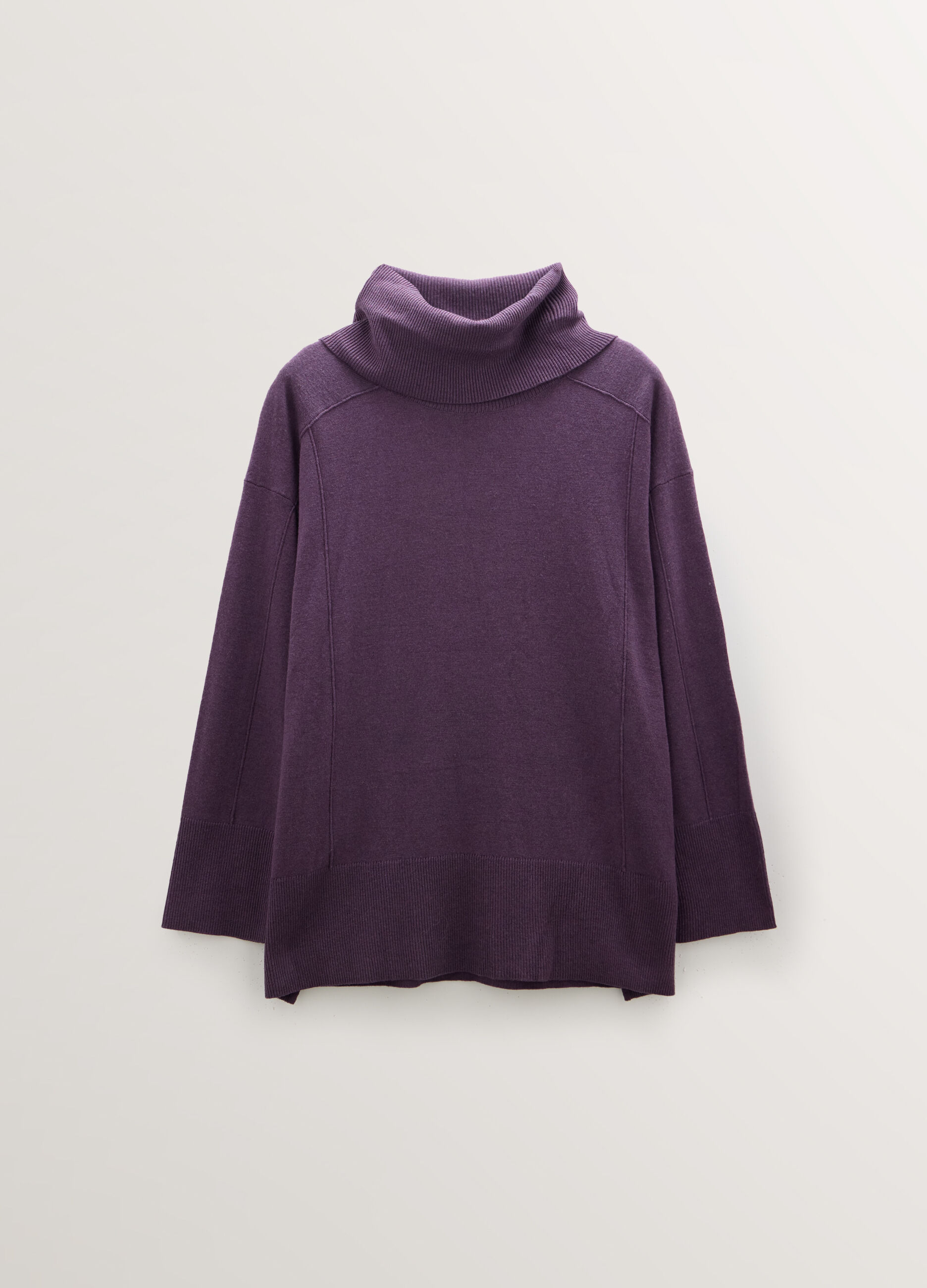Pullover a collo alto in maglia rasata donna curvy_0