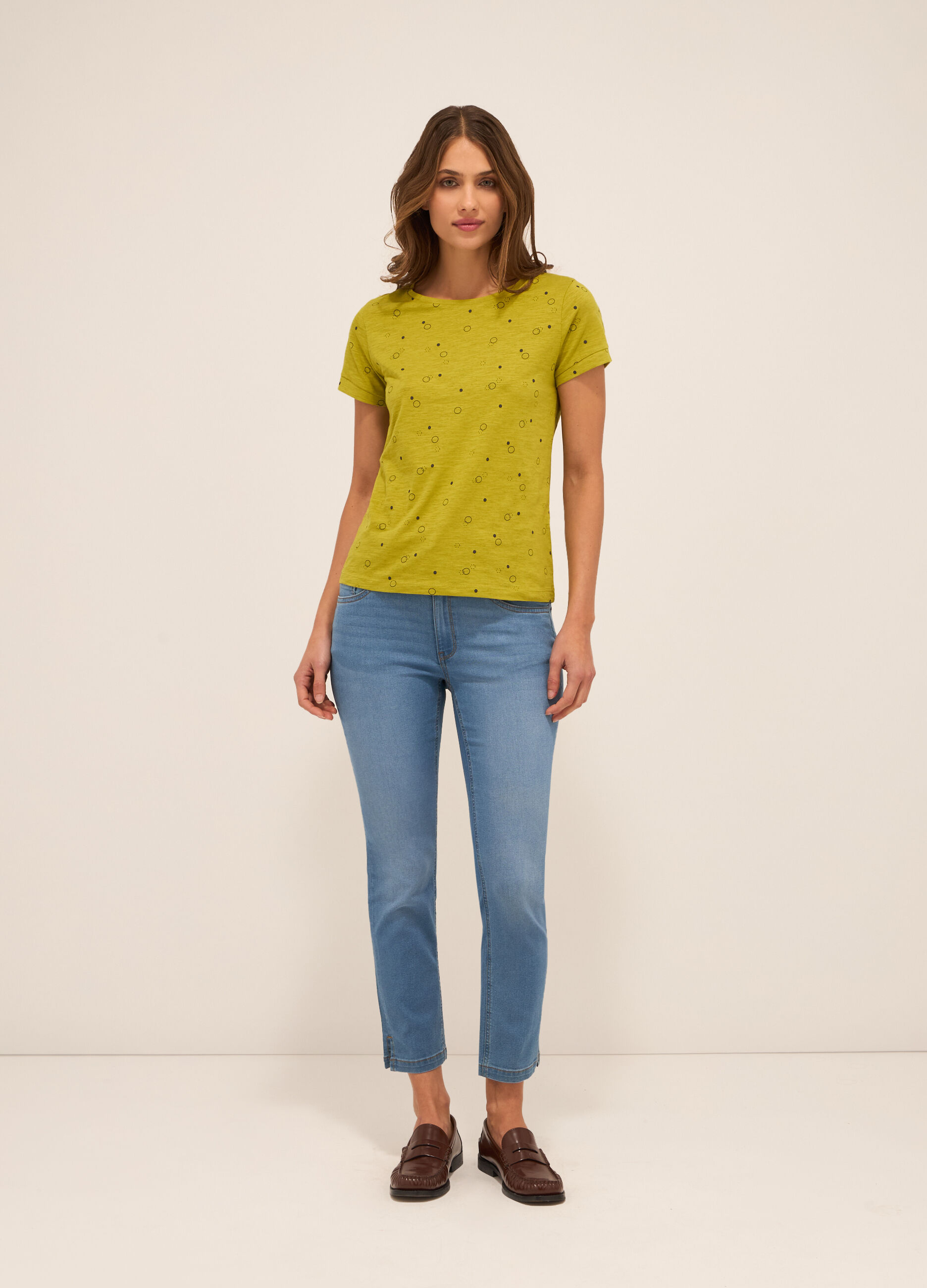 Pantaloni in denim di misto cotone donna_0