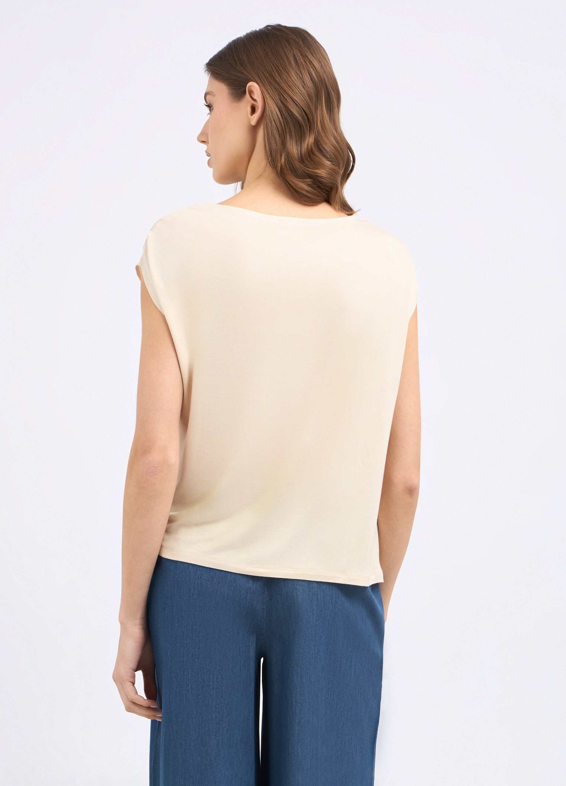 T-shirt in misto viscosa con nodo laterale donna_1