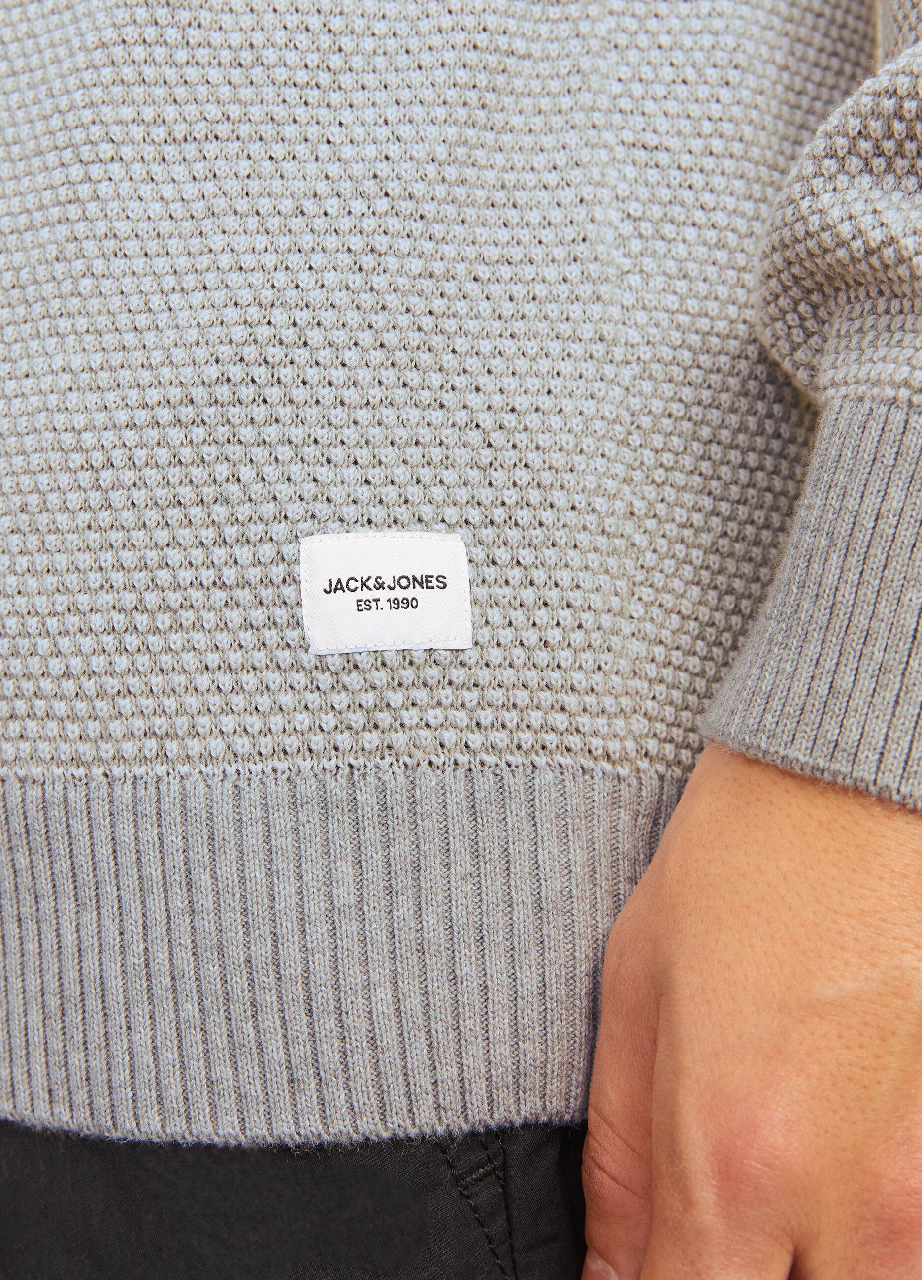 Maglione girocollo a nido d'ape uomo_4