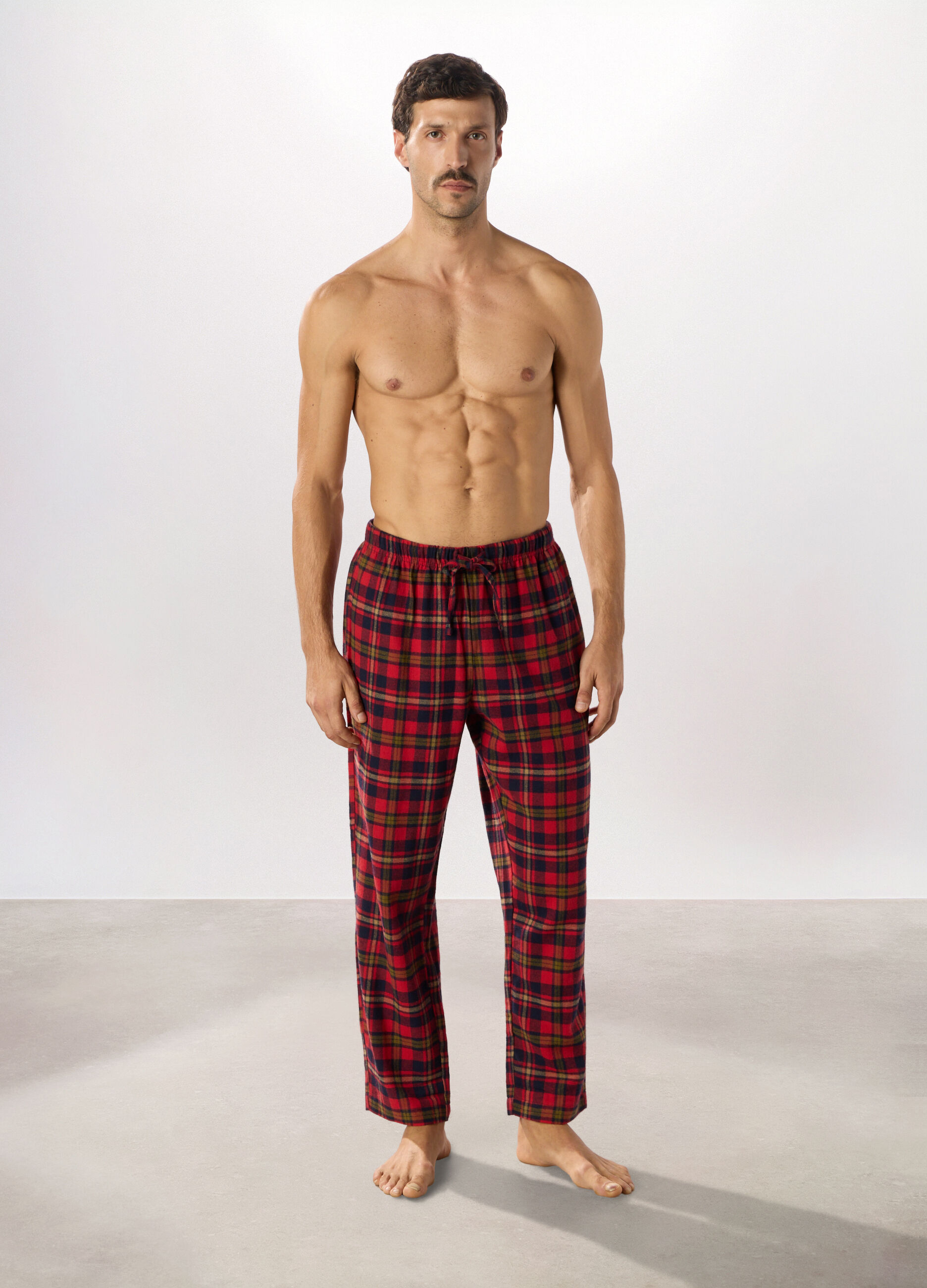 Pantaloni lunghi pigiama in cotone a quadri uomo_0