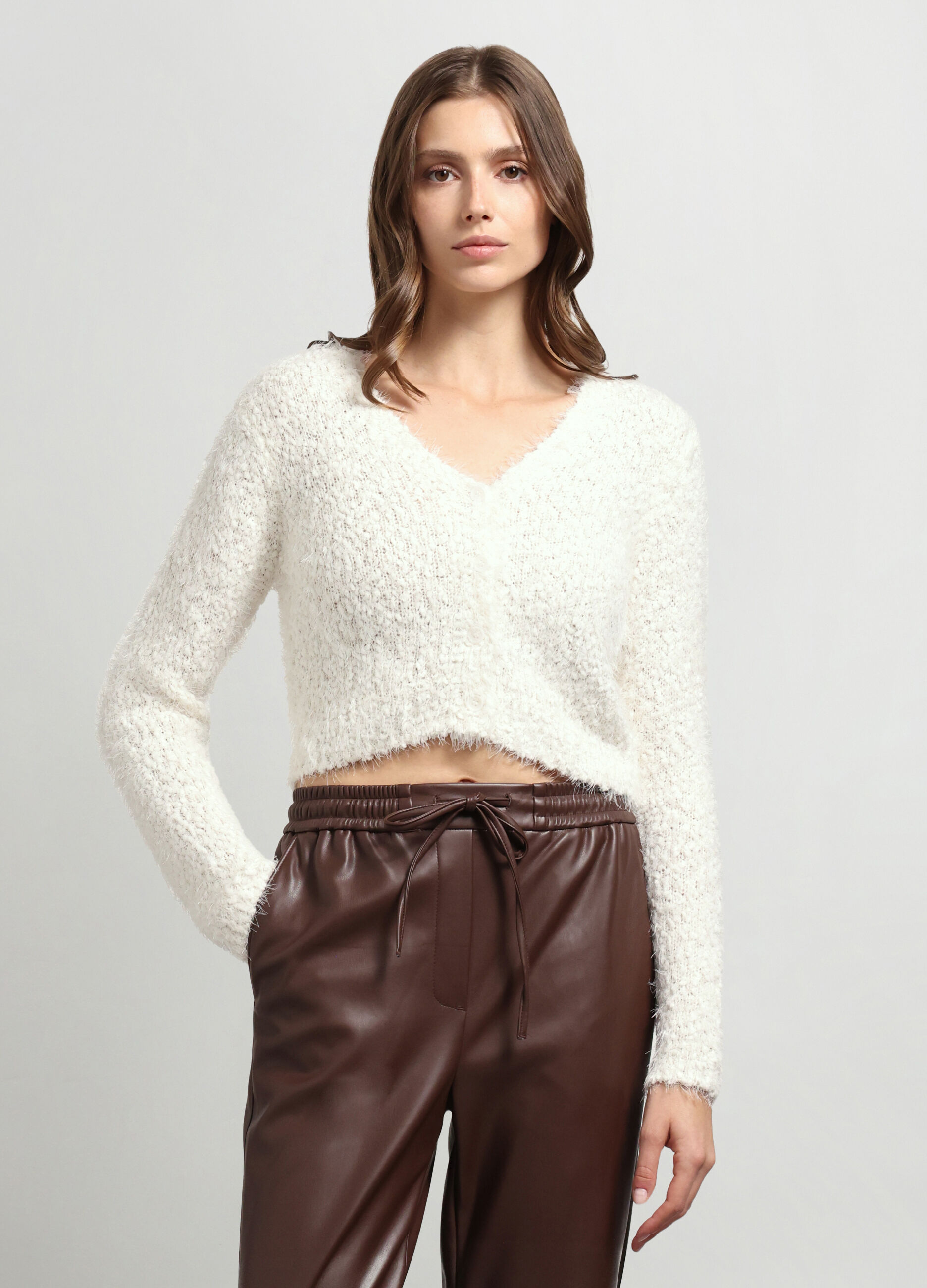 Cardigan cropped tricot donna_0