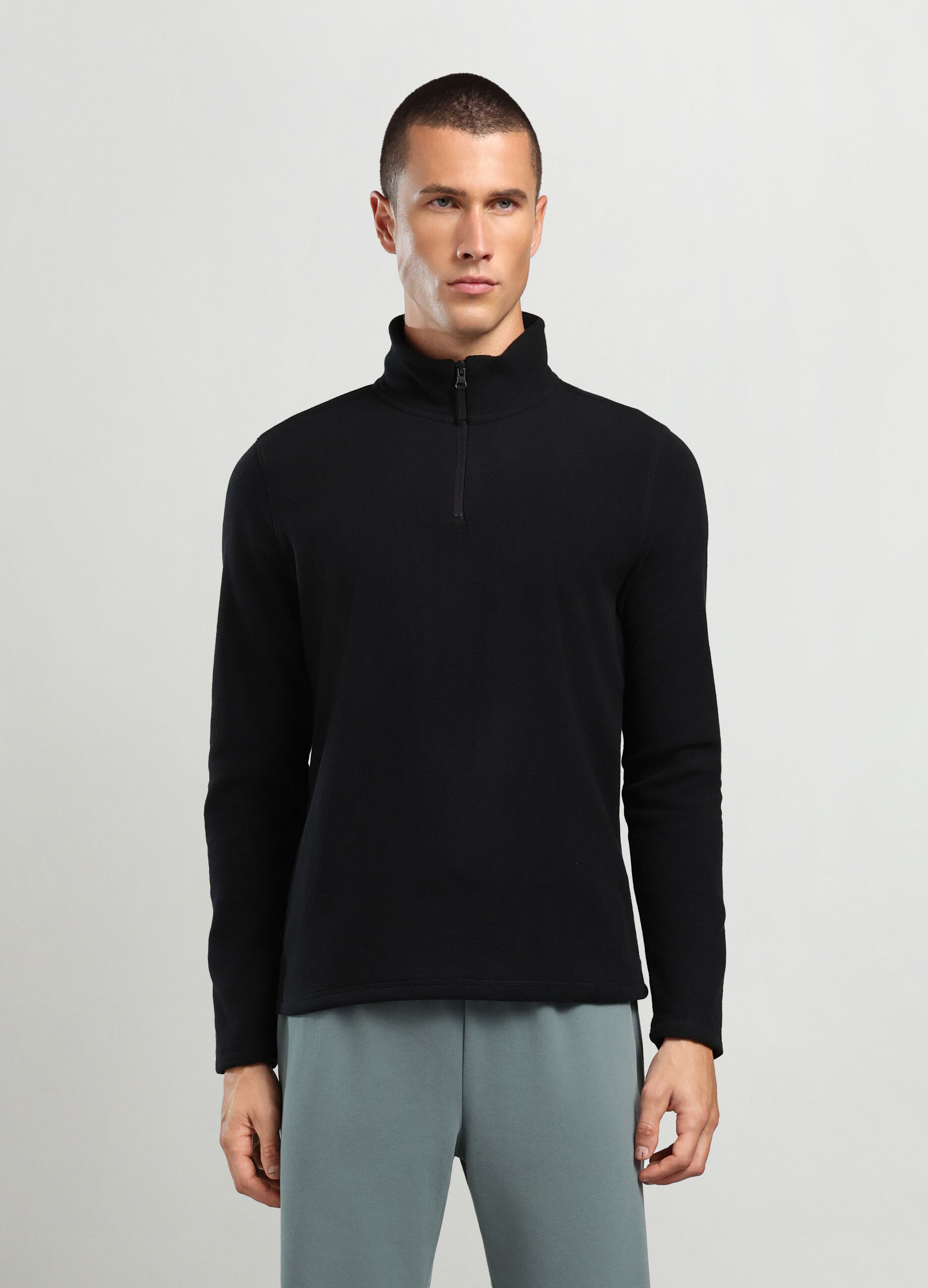 Felpa a collo alto con mezza zip uomo_0