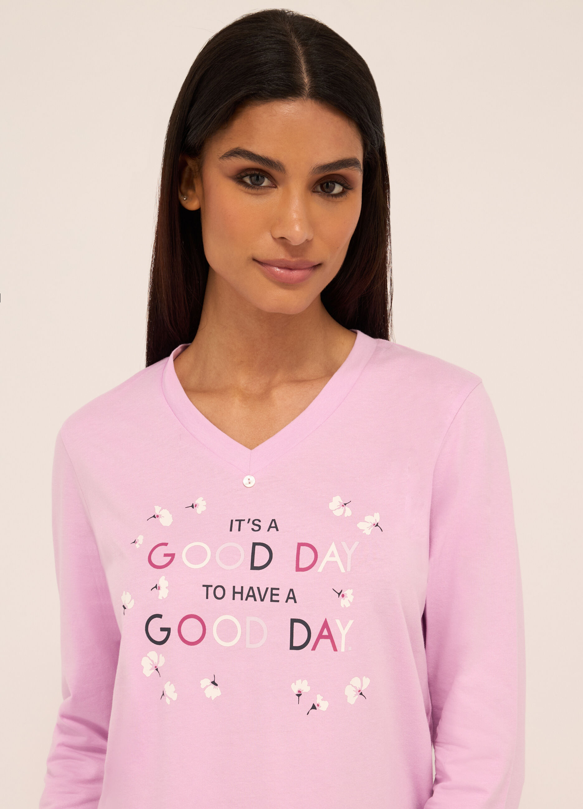 Set pigiama lungo in puro cotone donna_2
