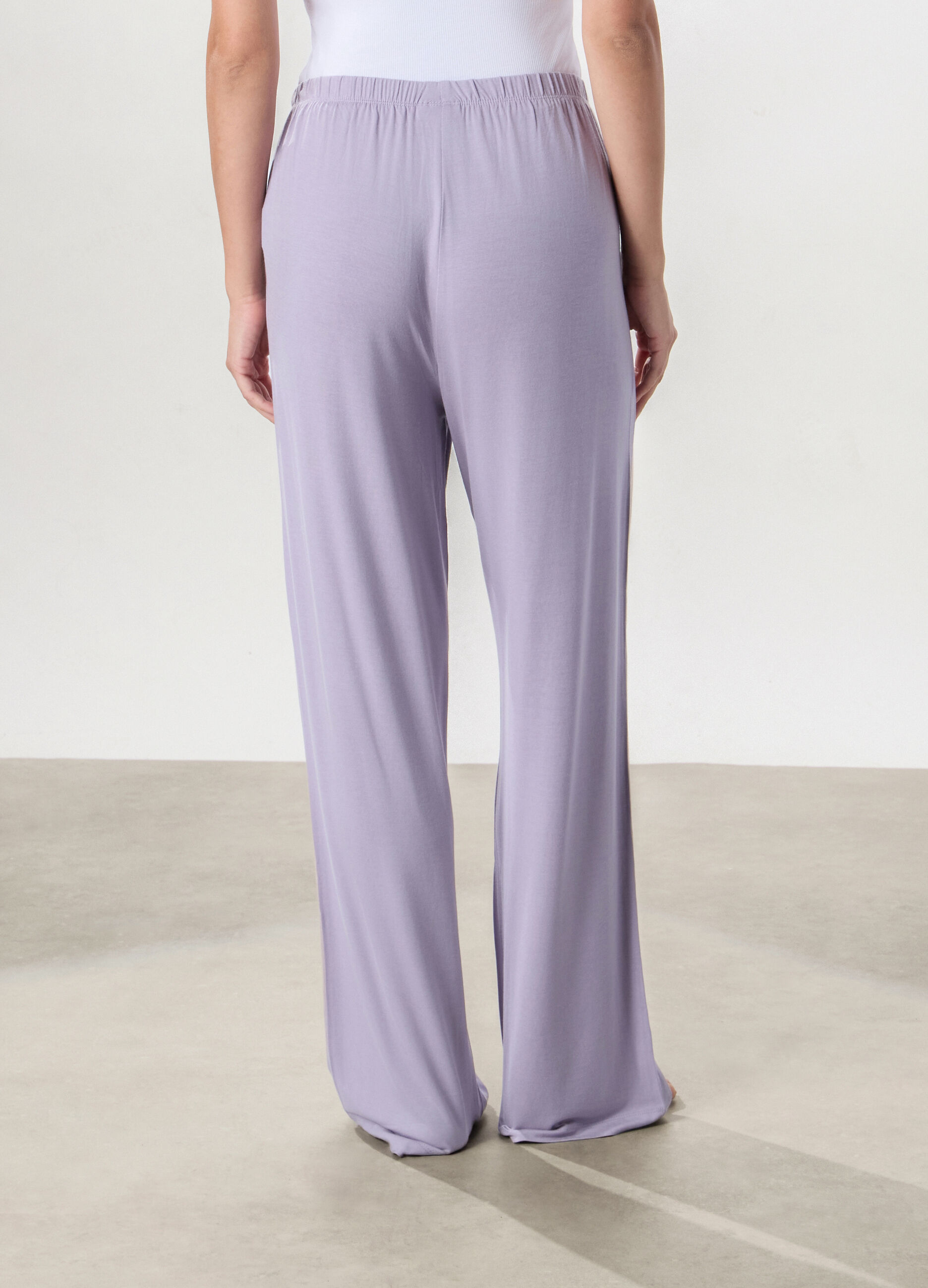 Pantaloni lunghi pigiama in jersey stretch donna_1