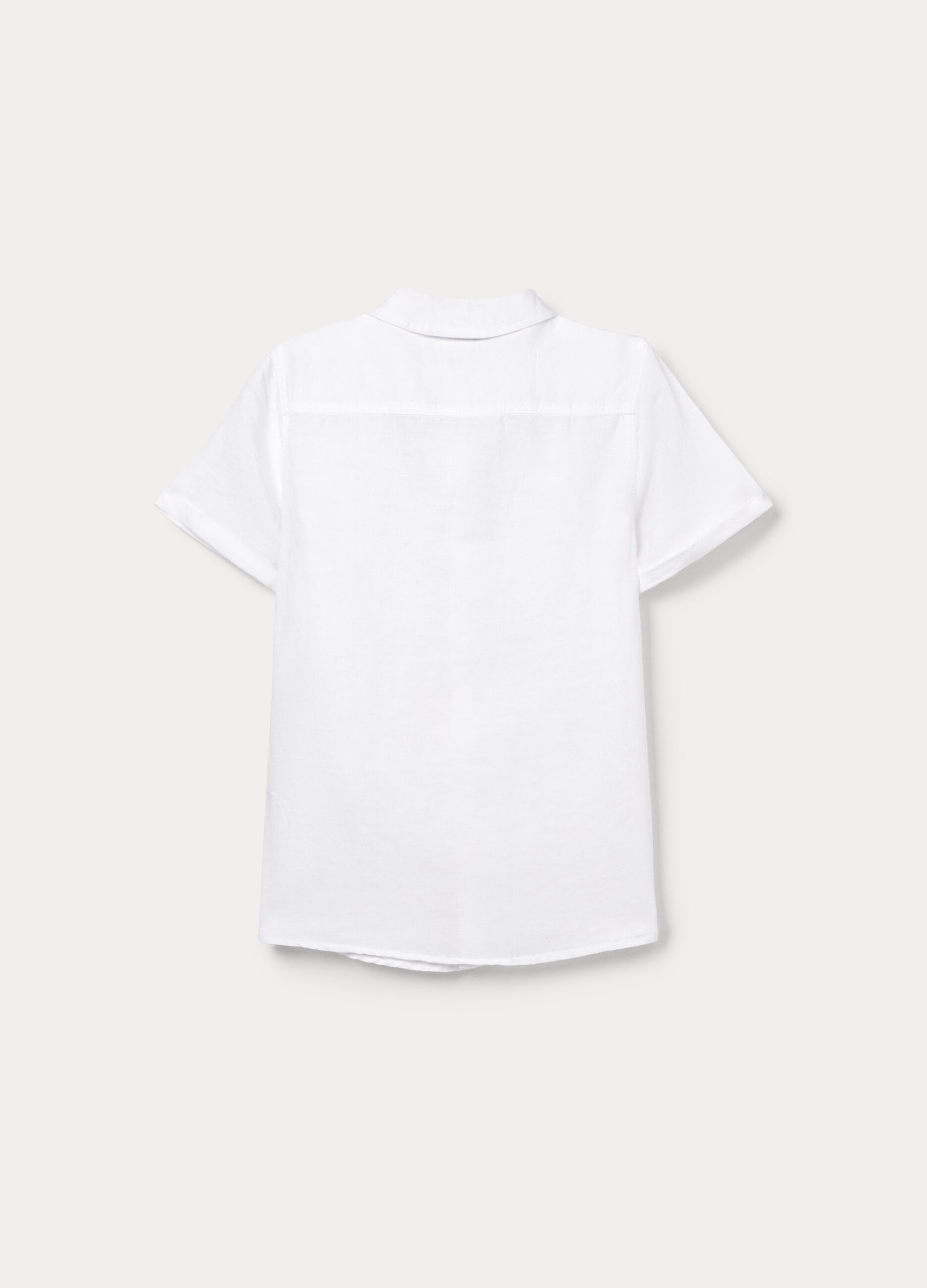 Camicia regular fit con collo alla francese misto lino ragazzo_1