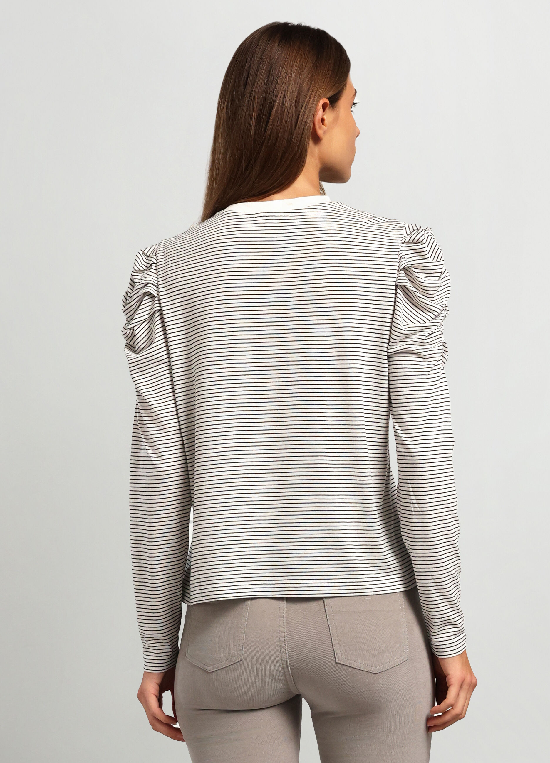 T-shirt a righe misto viscosa donna_1